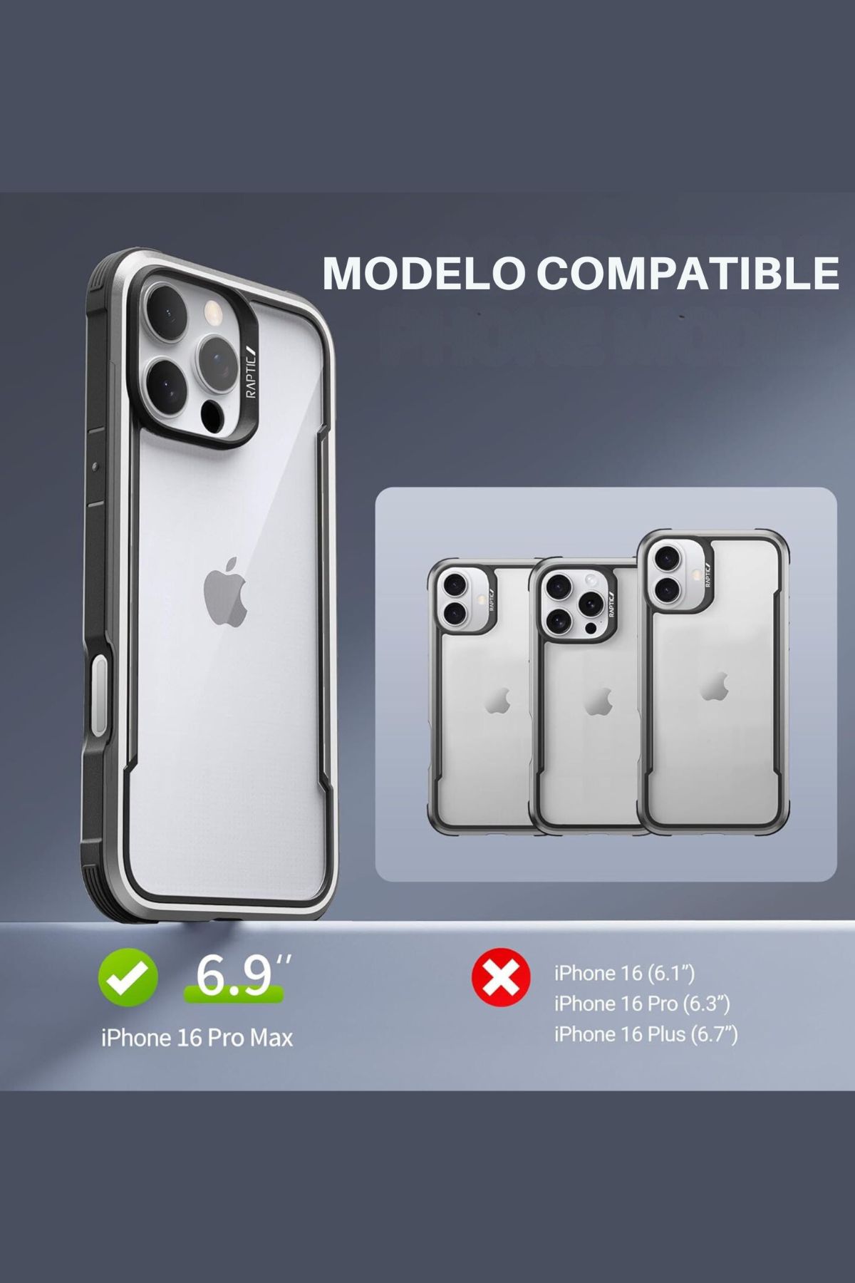 Foto 2 | Funda Aluminio Raptic Shield Uso Rudo Para Iphone 16 Pro Max Negro