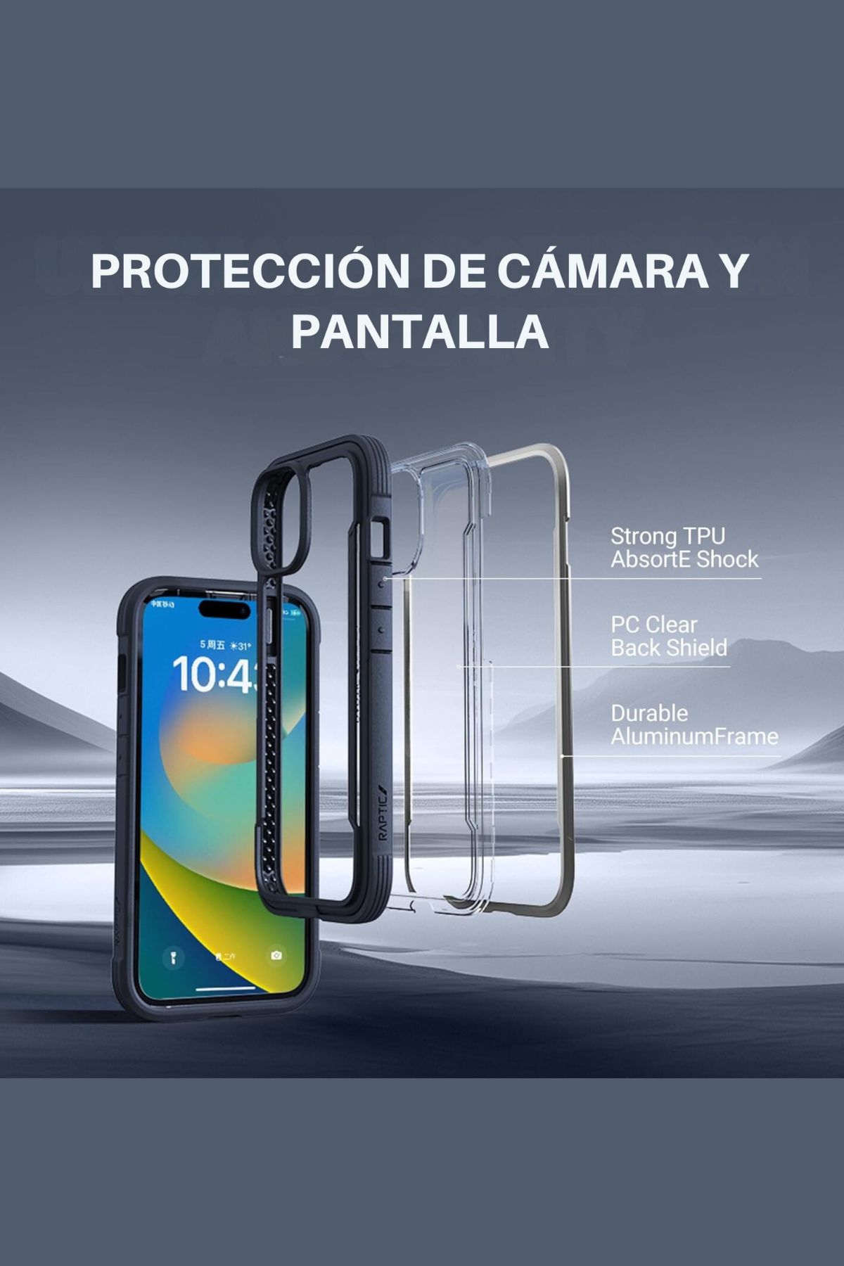 Foto 4 | Funda Aluminio Raptic Shield Uso Rudo Para Iphone 16 Pro Max Negro