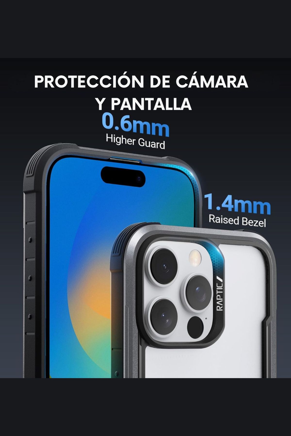 Foto 9 pulgar | Funda Aluminio Raptic Shield Uso Rudo Para Iphone 16 Pro Max Negro