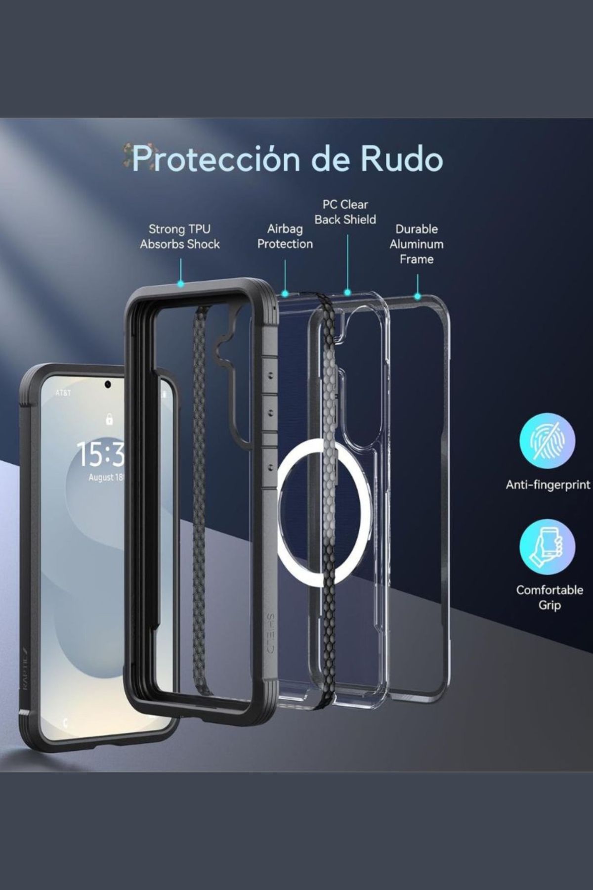 Foto 4 pulgar | Funda Aluminio Raptic Shield Uso Rudo Magnetico Para Samsung S25 Plus Negro