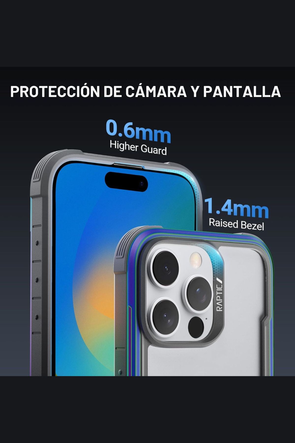 Foto 5 pulgar | Funda Aluminio Raptic Shield Uso Rudo Para Iphone 16 Pro Max Iridicente