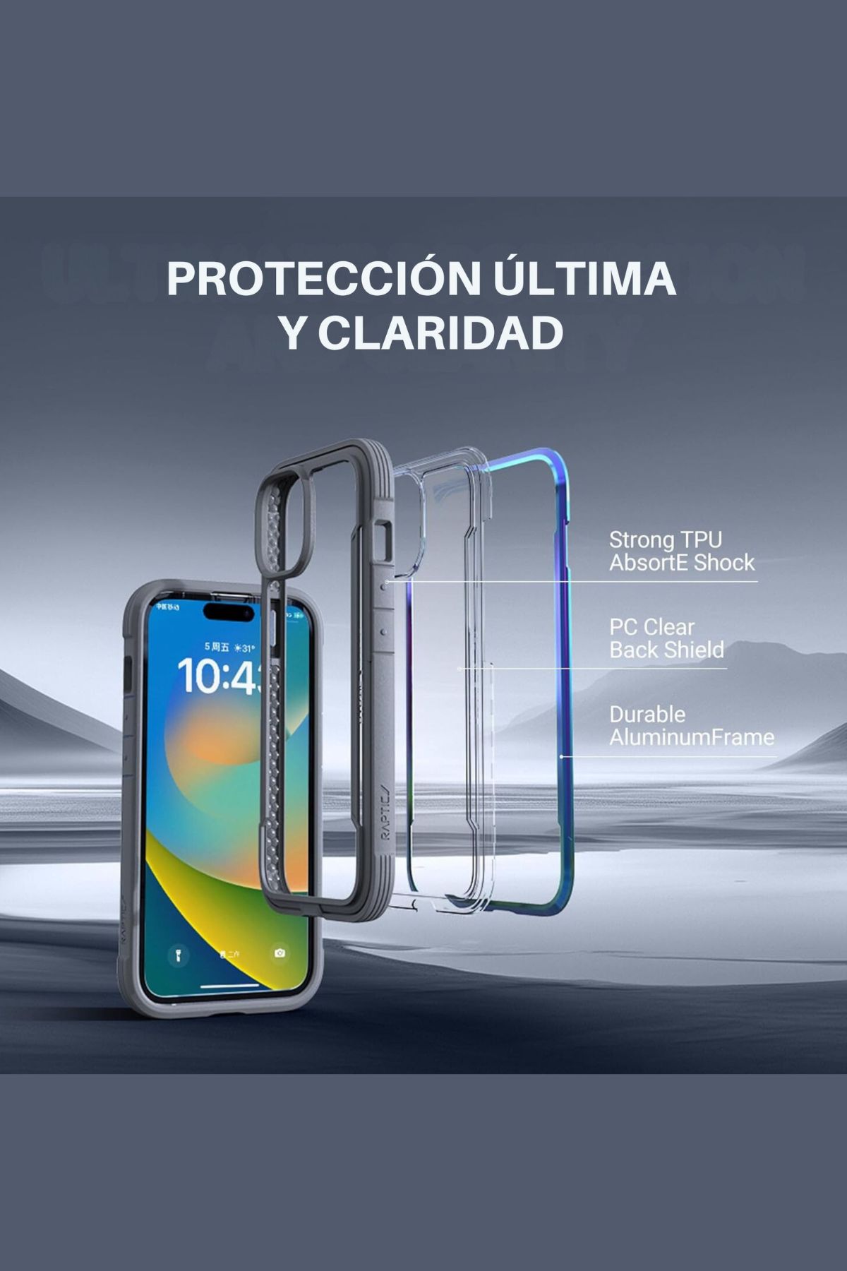 Foto 6 pulgar | Funda Aluminio Raptic Shield Uso Rudo Para Iphone 16 Pro Max Iridicente