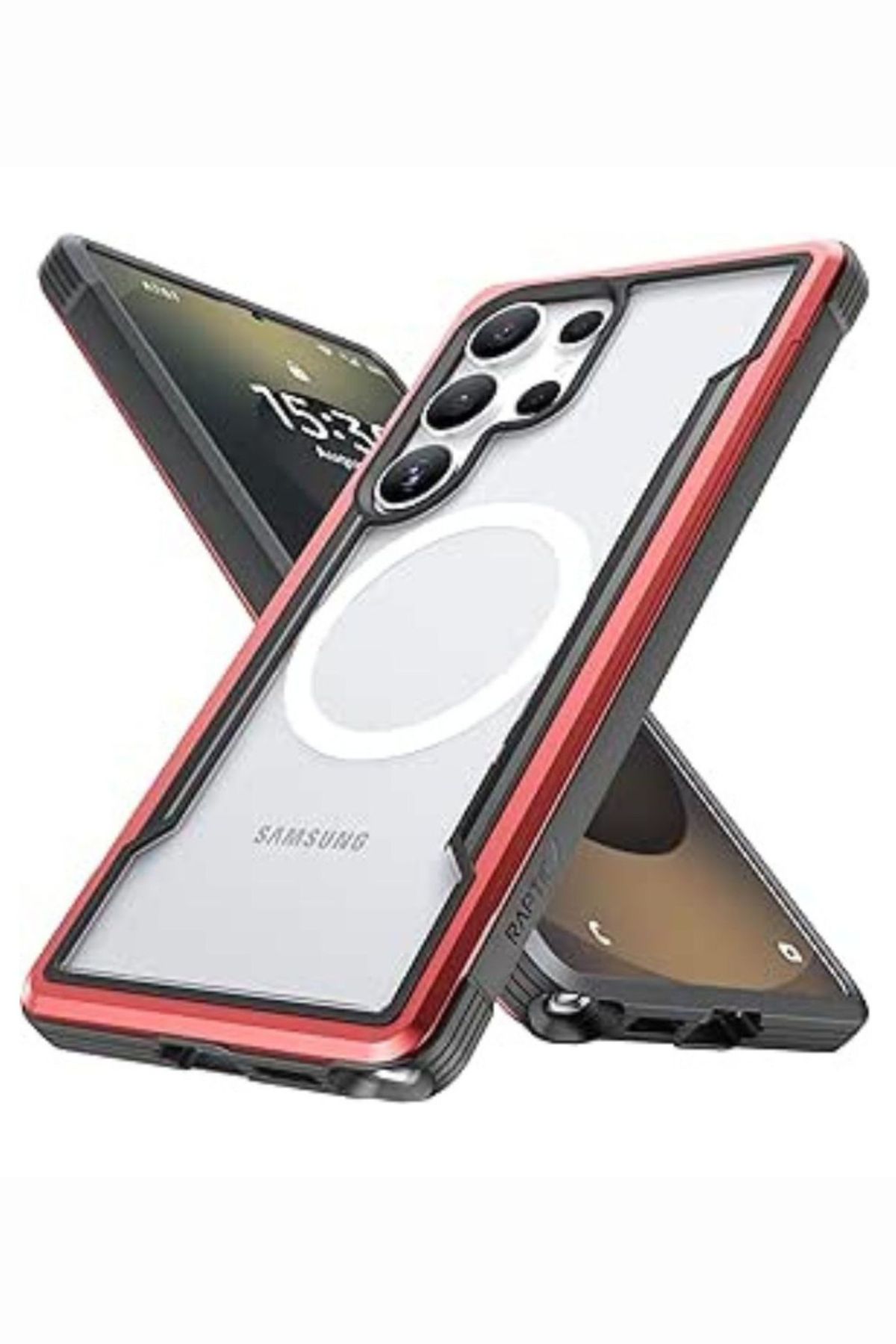 Funda Aluminio Raptic Shield Uso Rudo Magnetico Para Samsung S25 Ultra Rojo