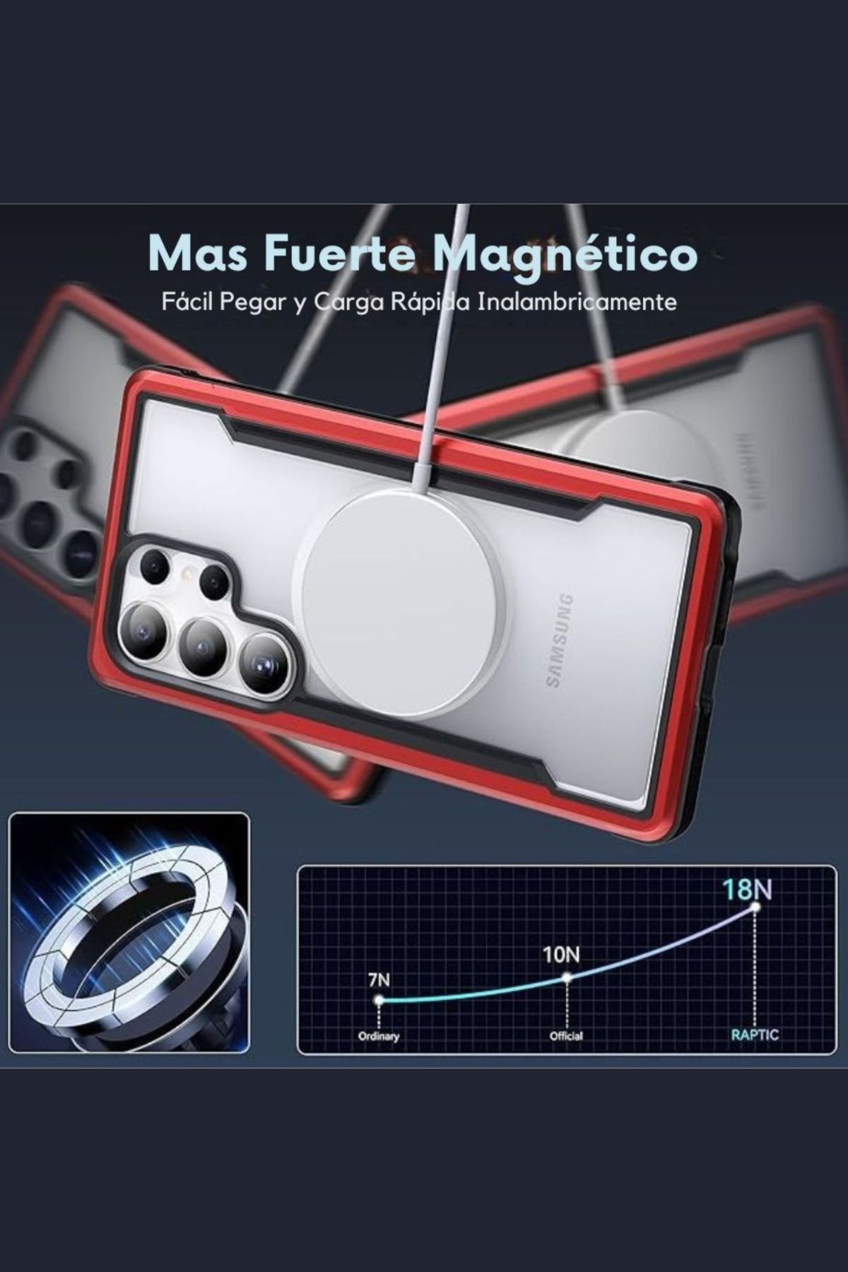 Foto 6 | Funda Aluminio Raptic Shield Uso Rudo Magnetico Para Samsung S25 Ultra Rojo