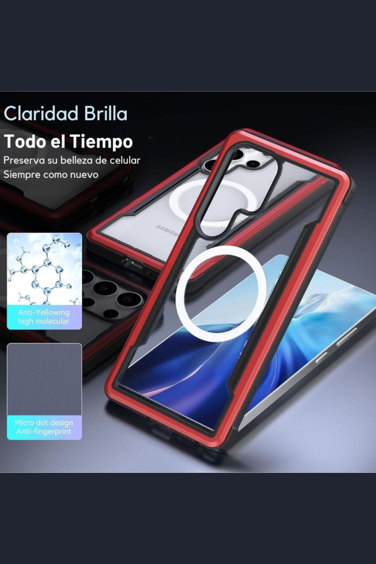 Foto 7 | Funda Aluminio Raptic Shield Uso Rudo Magnetico Para Samsung S25 Ultra Rojo