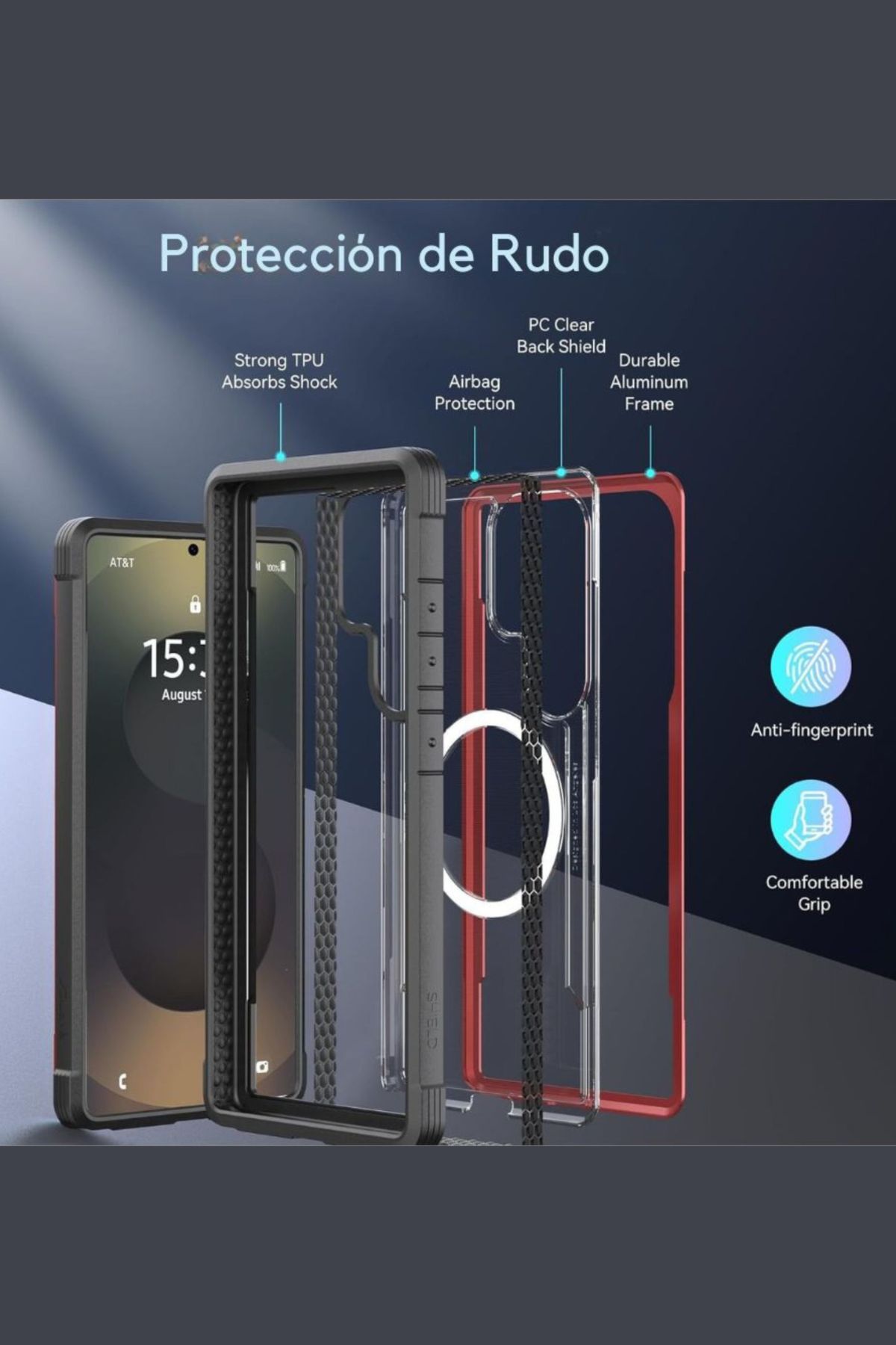 Foto 8 | Funda Aluminio Raptic Shield Uso Rudo Magnetico Para Samsung S25 Ultra Rojo