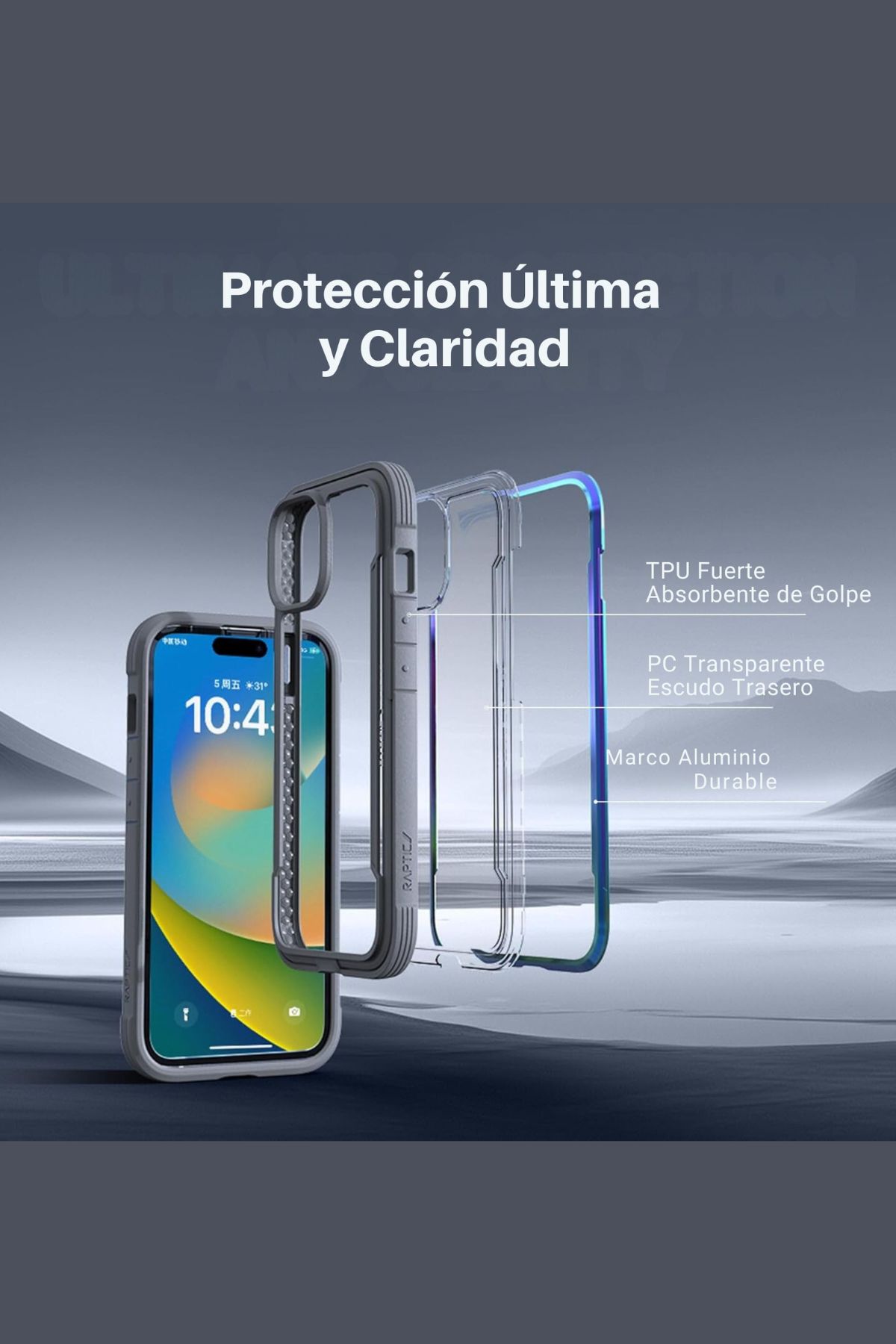 Foto 5 pulgar | Funda Aluminio Raptic Shield Uso Rudo Para Iphone 16 Iridicente