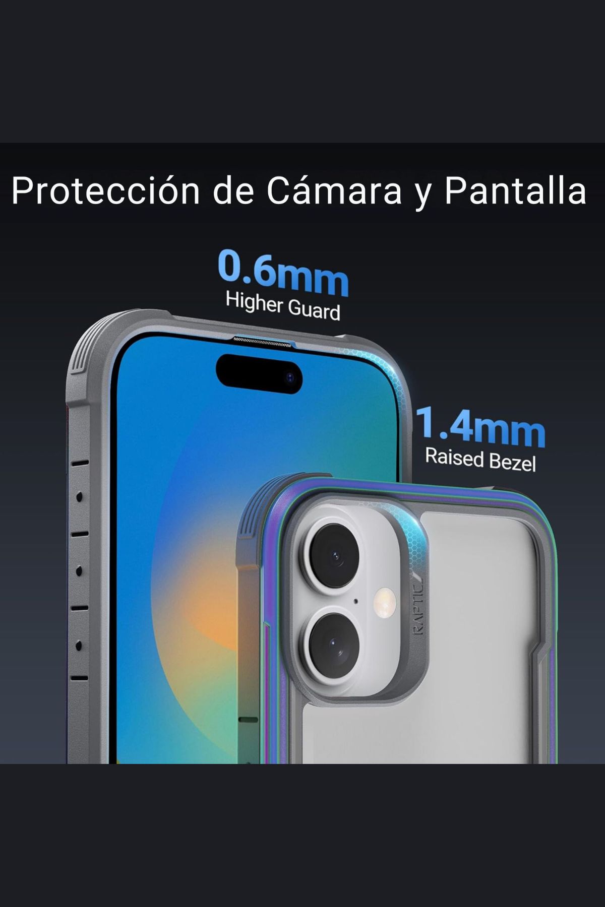 Foto 6 pulgar | Funda Aluminio Raptic Shield Uso Rudo Para Iphone 16 Iridicente
