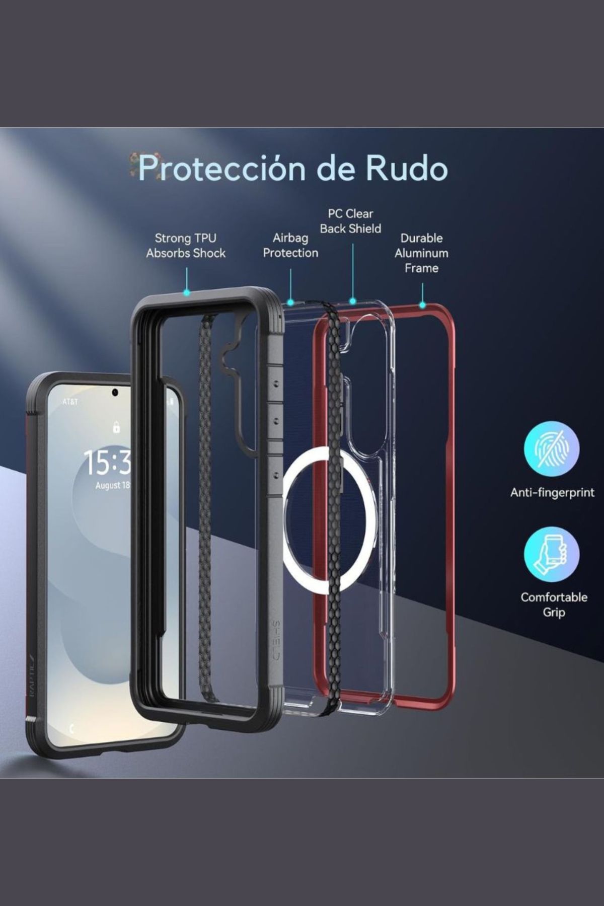 Foto 4 pulgar | Funda Aluminio Raptic Shield Uso Rudo Magnetico Para Samsung S25 Plus Rojo