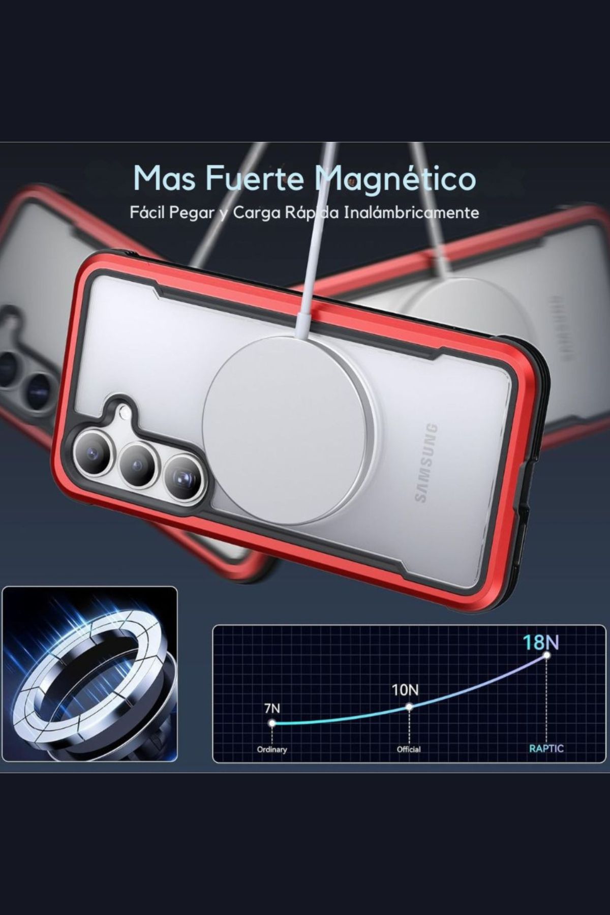Foto 7 pulgar | Funda Aluminio Raptic Shield Uso Rudo Magnetico Para Samsung S25 Plus Rojo