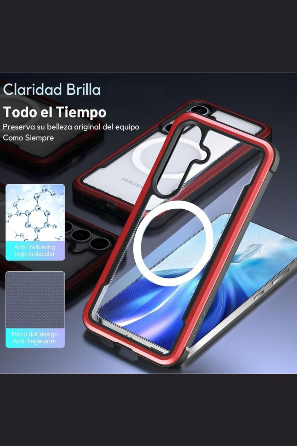 Foto 8 | Funda Aluminio Raptic Shield Uso Rudo Magnetico Para Samsung S25 Plus Rojo