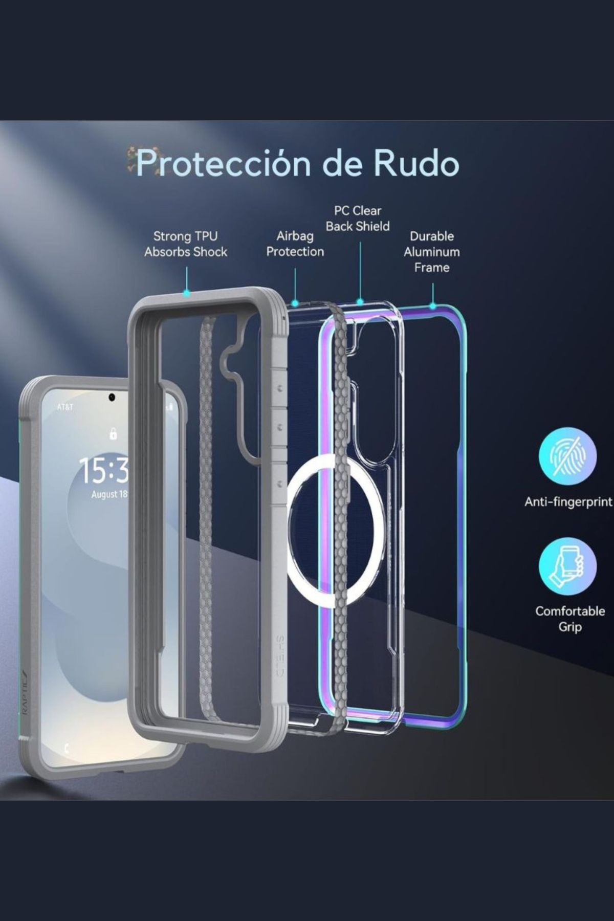 Foto 5 pulgar | Funda Aluminio Raptic Shield Uso Rudo Magnetico Para Samsung S25 Plus Iridicente