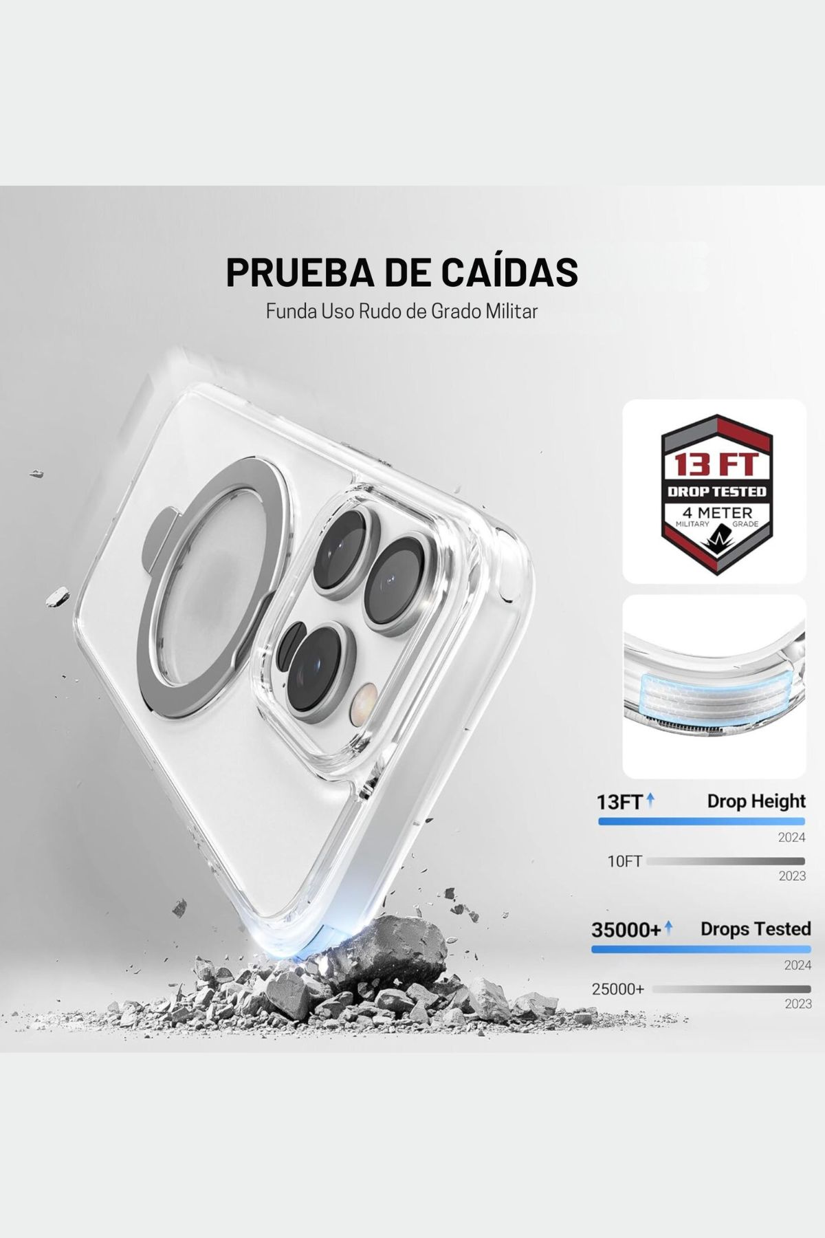 Foto 4 pulgar | Funda Policarbonato Raptic Air Stand Para Iphone 16 Pro Max Transparente