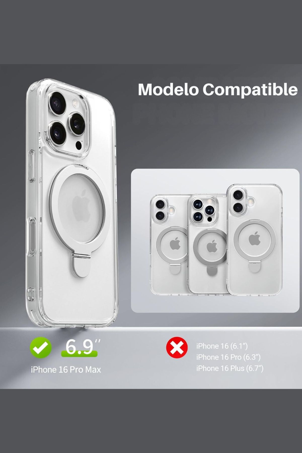 Foto 7 pulgar | Funda Policarbonato Raptic Air Stand Para Iphone 16 Pro Max Transparente