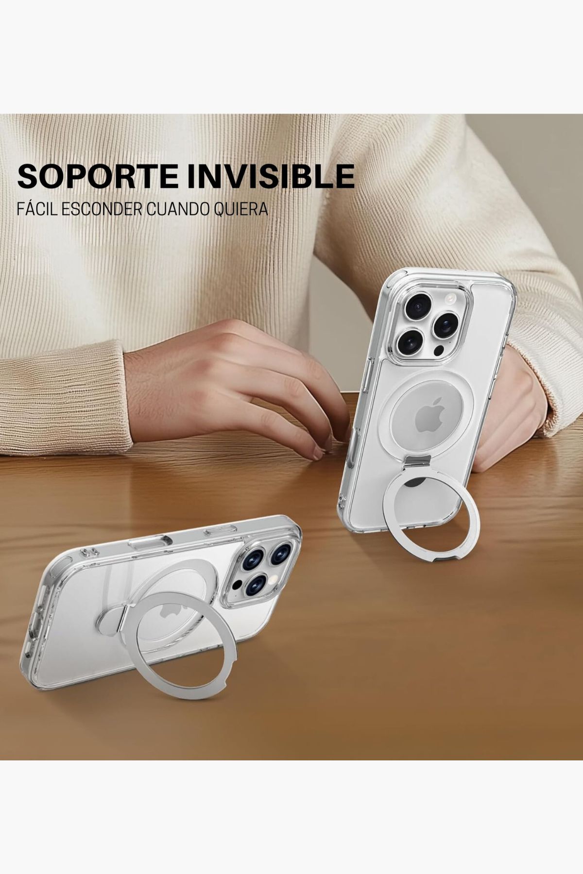 Foto 8 pulgar | Funda Policarbonato Raptic Air Stand Para Iphone 16 Pro Max Transparente