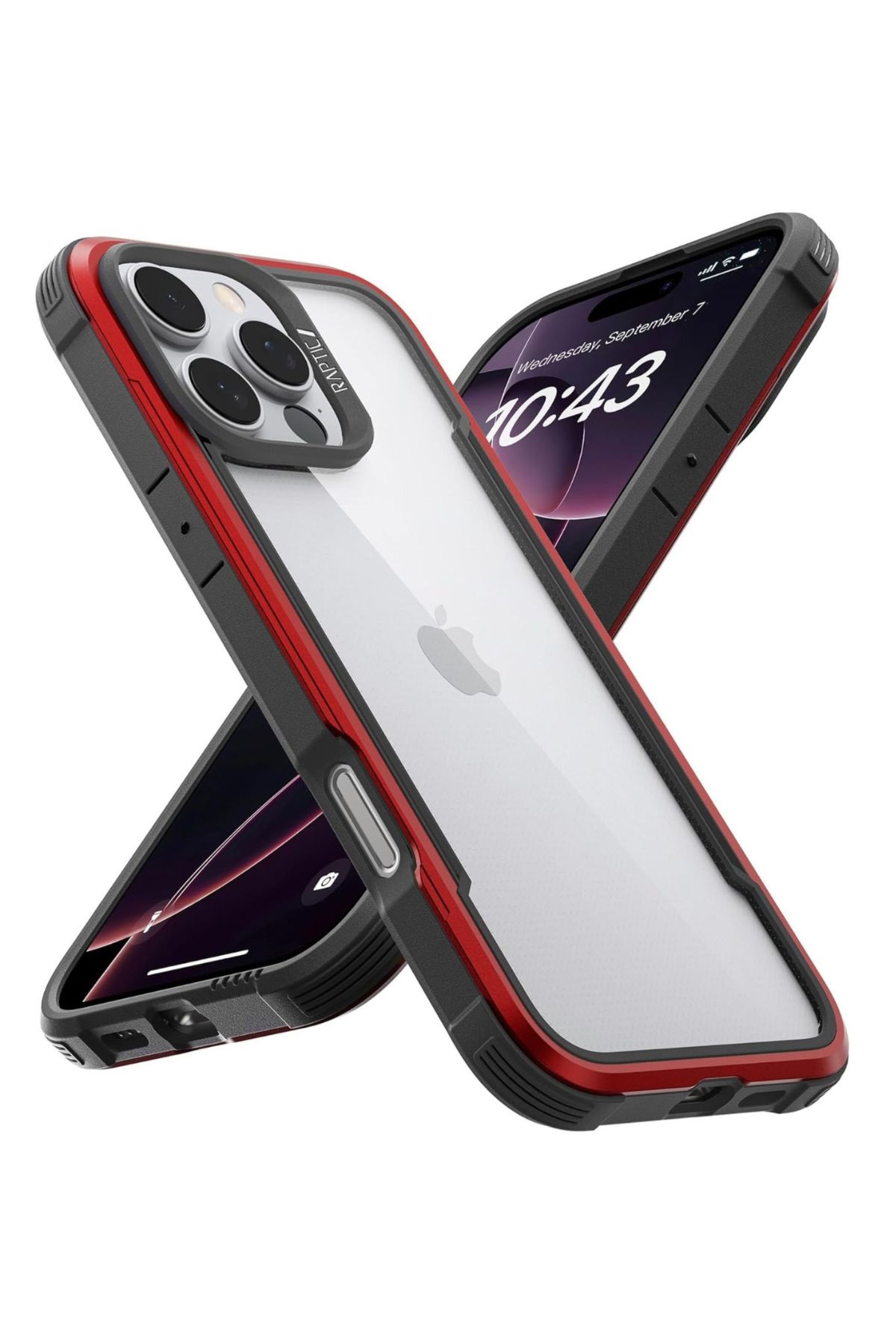 Funda Aluminio Raptic Shield Uso Rudo Para Iphone 16 Pro Max Rojo