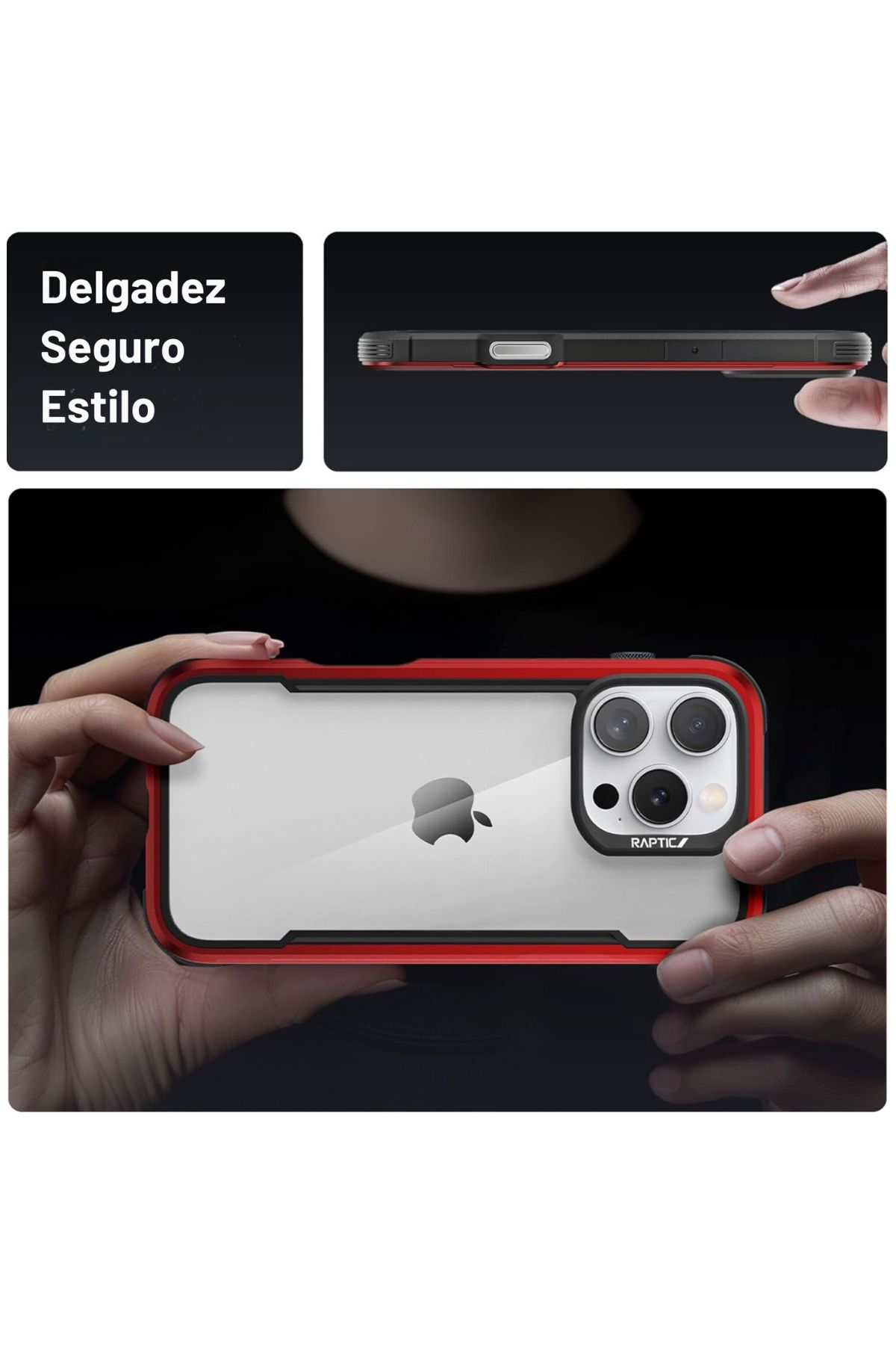 Foto 6 pulgar | Funda Aluminio Raptic Shield Uso Rudo Para Iphone 16 Pro Max Rojo