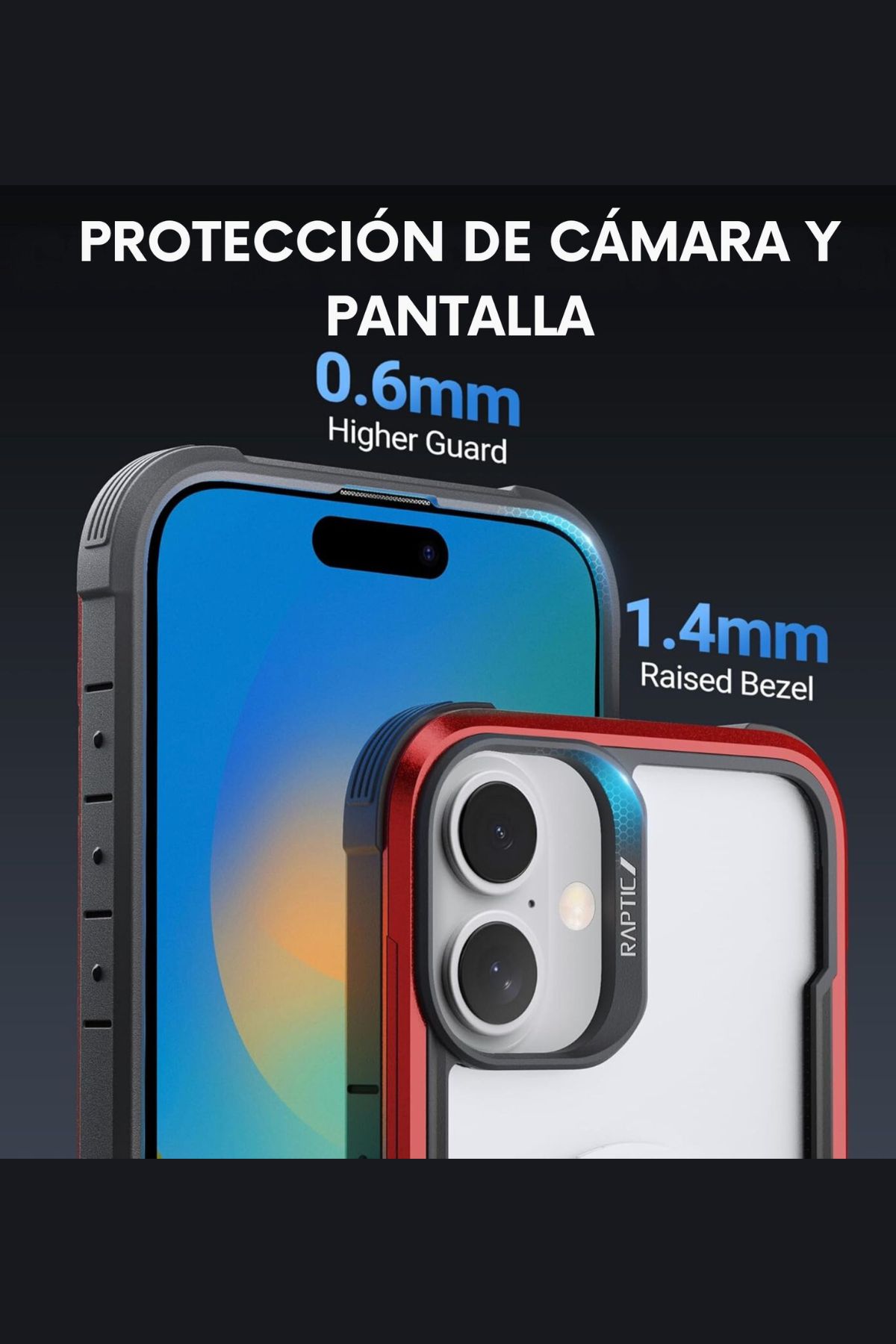 Foto 6 pulgar | Funda Aluminio Raptic Shield Uso Rudo Para Iphone 16 Rojo