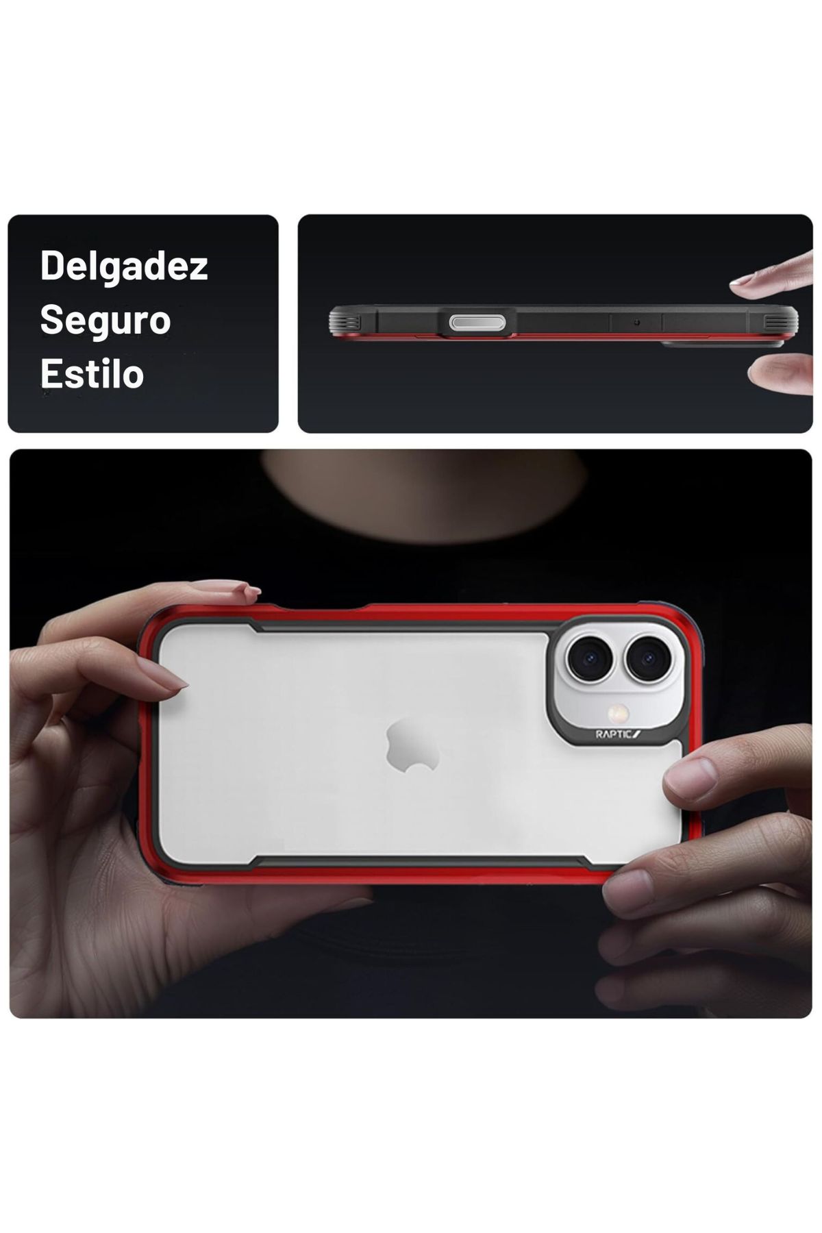 Foto 7 pulgar | Funda Aluminio Raptic Shield Uso Rudo Para Iphone 16 Rojo