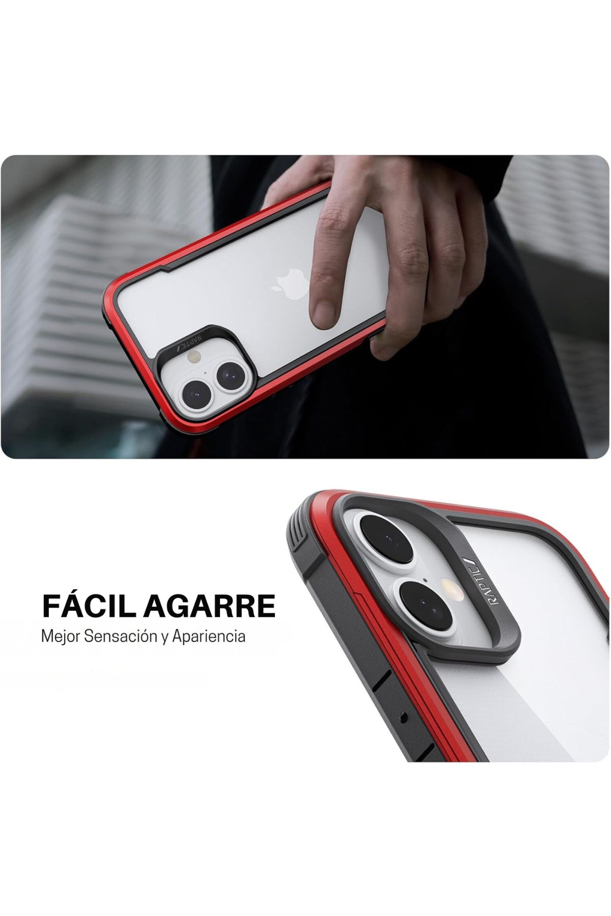 Foto 8 pulgar | Funda Aluminio Raptic Shield Uso Rudo Para Iphone 16 Rojo