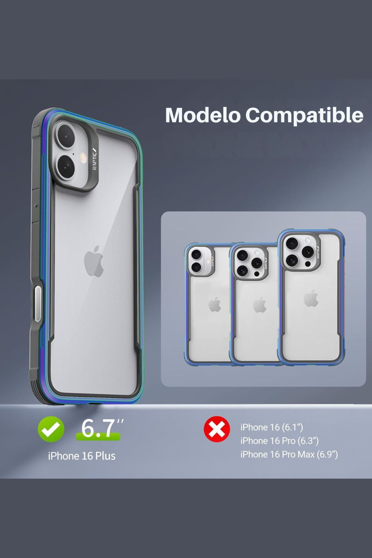 Foto 2 | Funda Aluminio Raptic Shield Uso Rudo Para Iphone 16 Pro Iridicente