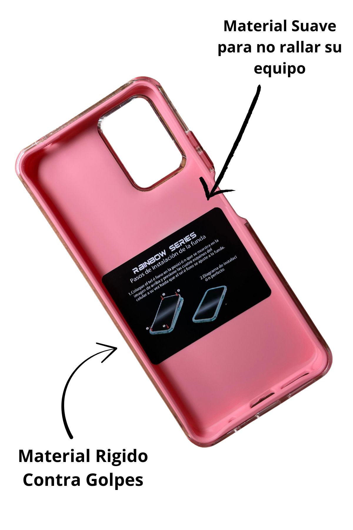 Foto 3 pulgar | Funda Uso Rudo Doble Capa Rainbow Paint Para Moto G04/g24 Rosa