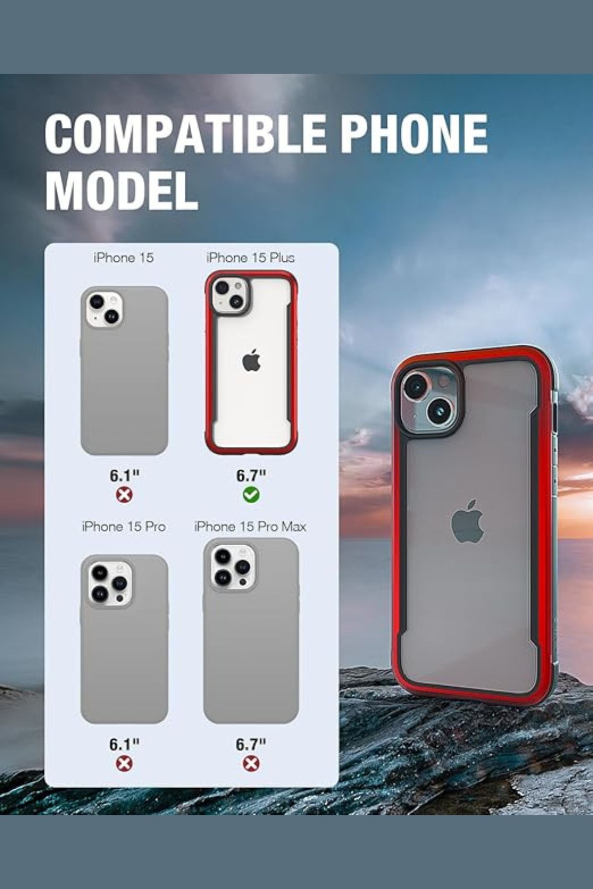 Foto 1 | Funda Aluminio Raptic Shield Uso Rudo Para Iphone 15 Plus Rojo