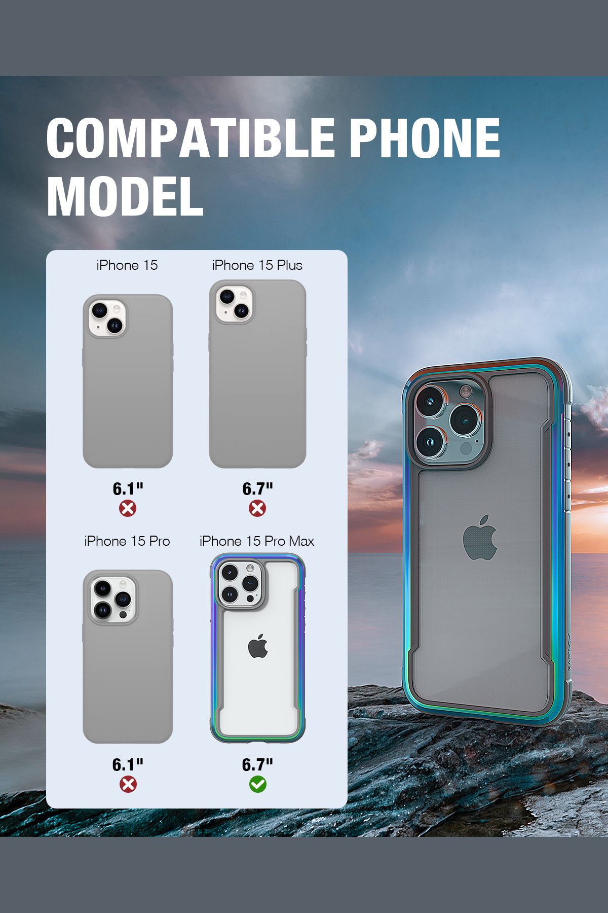 Foto 2 pulgar | Funda Aluminio Raptic Shield Uso Rudo Para Iphone 15 Pro Max Iridicente