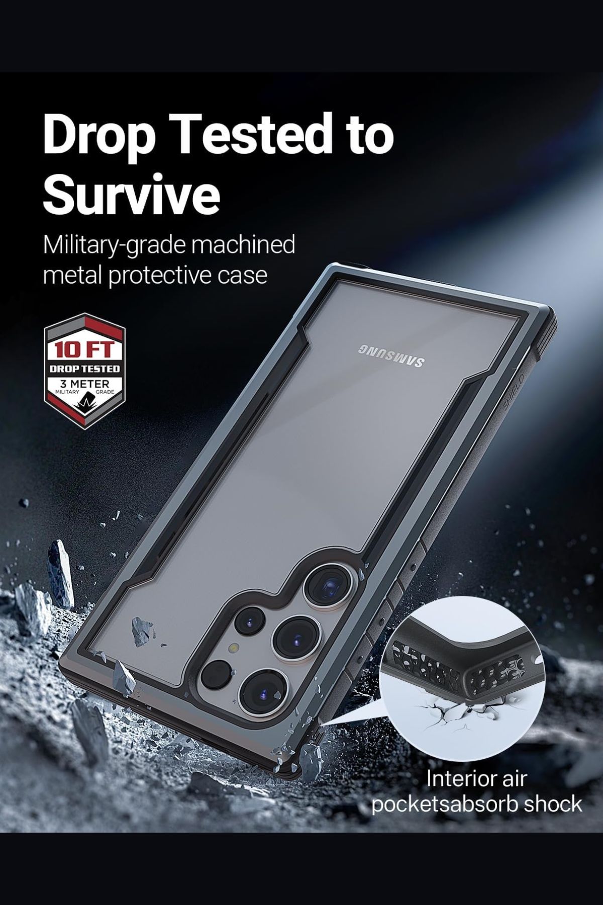 Foto 4 pulgar | Funda Aluminio Raptic Shield Uso Rudo Para Samsung S24 Ultra Negro