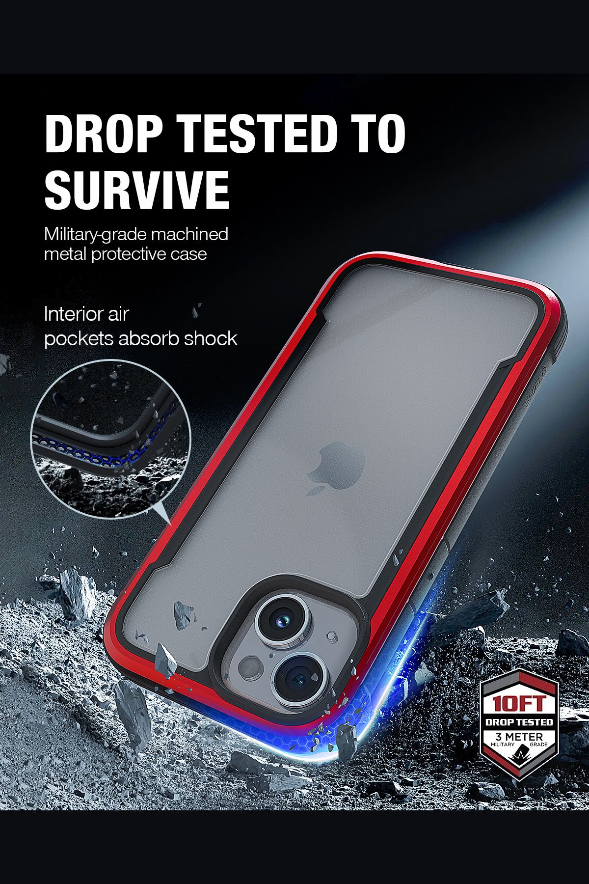 Foto 3 pulgar | Funda Aluminio Raptic Shield Uso Rudo Para Iphone 15 Rojo