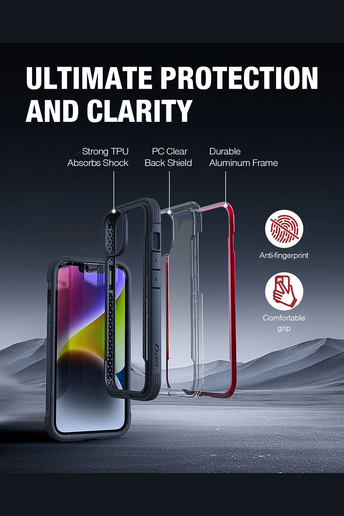 Foto 6 pulgar | Funda Aluminio Raptic Shield Uso Rudo Para Iphone 15 Rojo