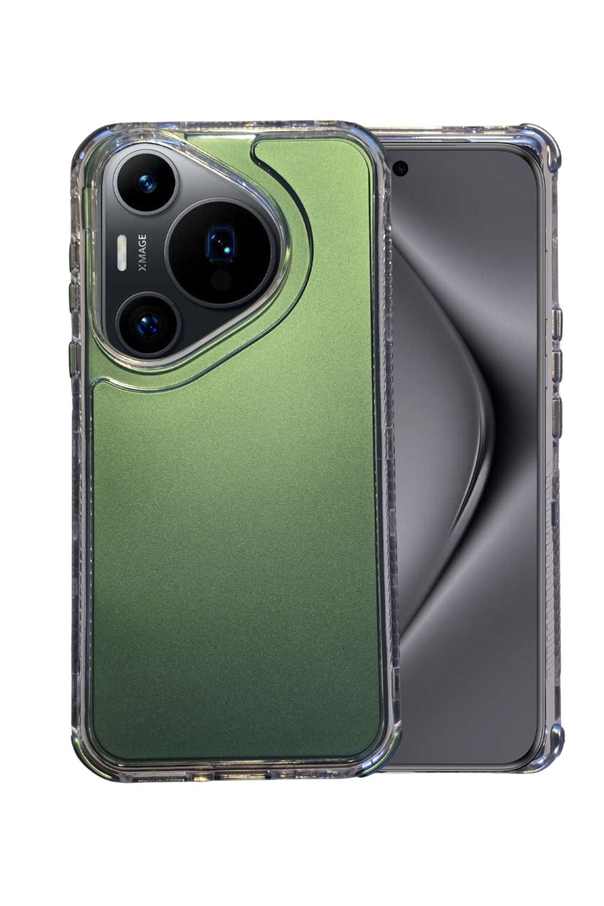 Funda 360 Uso Rudo 3 En 1 Rainbow Verde Musgo Para Huawei Pura 70