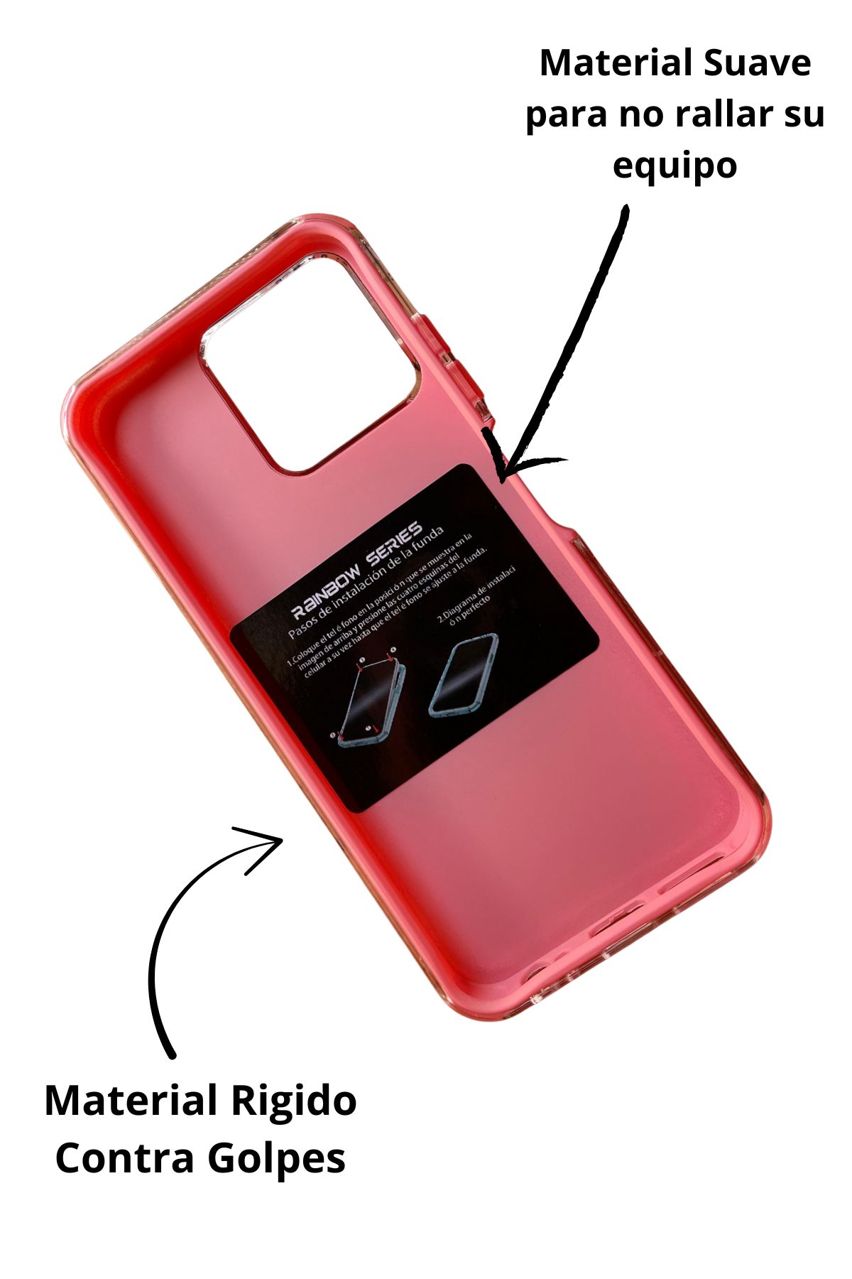 Foto 4 pulgar | Funda Uso Rudo Doble Capa Rainbow Paint Para Zte Axon 50 Lite Rosa