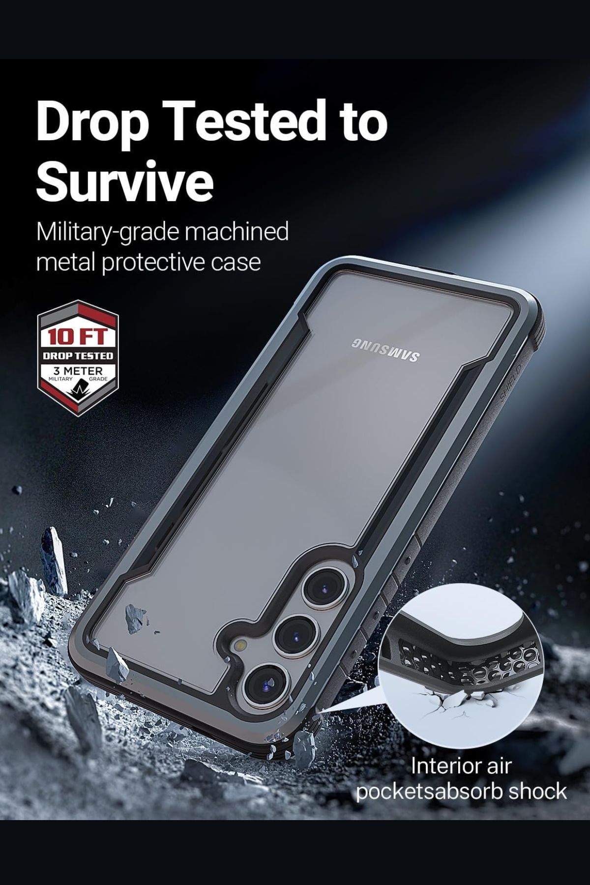Foto 3 | Funda Aluminio Raptic Shield Uso Rudo Para Samsung S24 Negro
