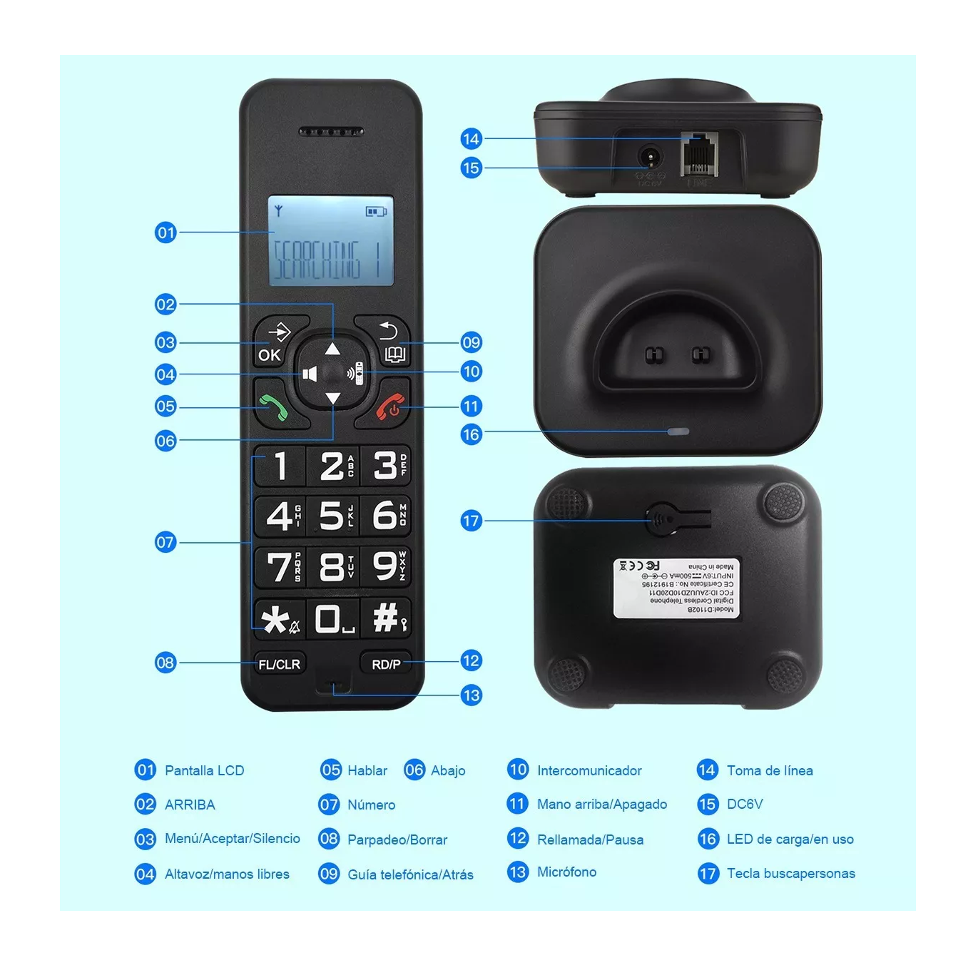 Foto 5 | Sistema De Teléfono Inalámbrico Expandible Negro