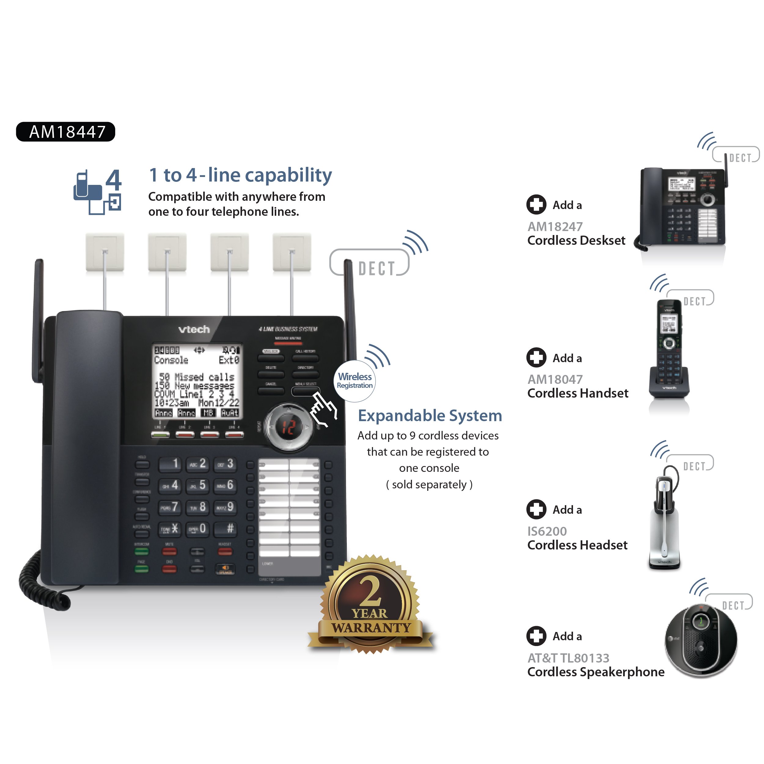 Foto 4 pulgar | Venta Internacional - Auricular Accesorio VTech AM18447 para Sistema de Pequeñas Empresas