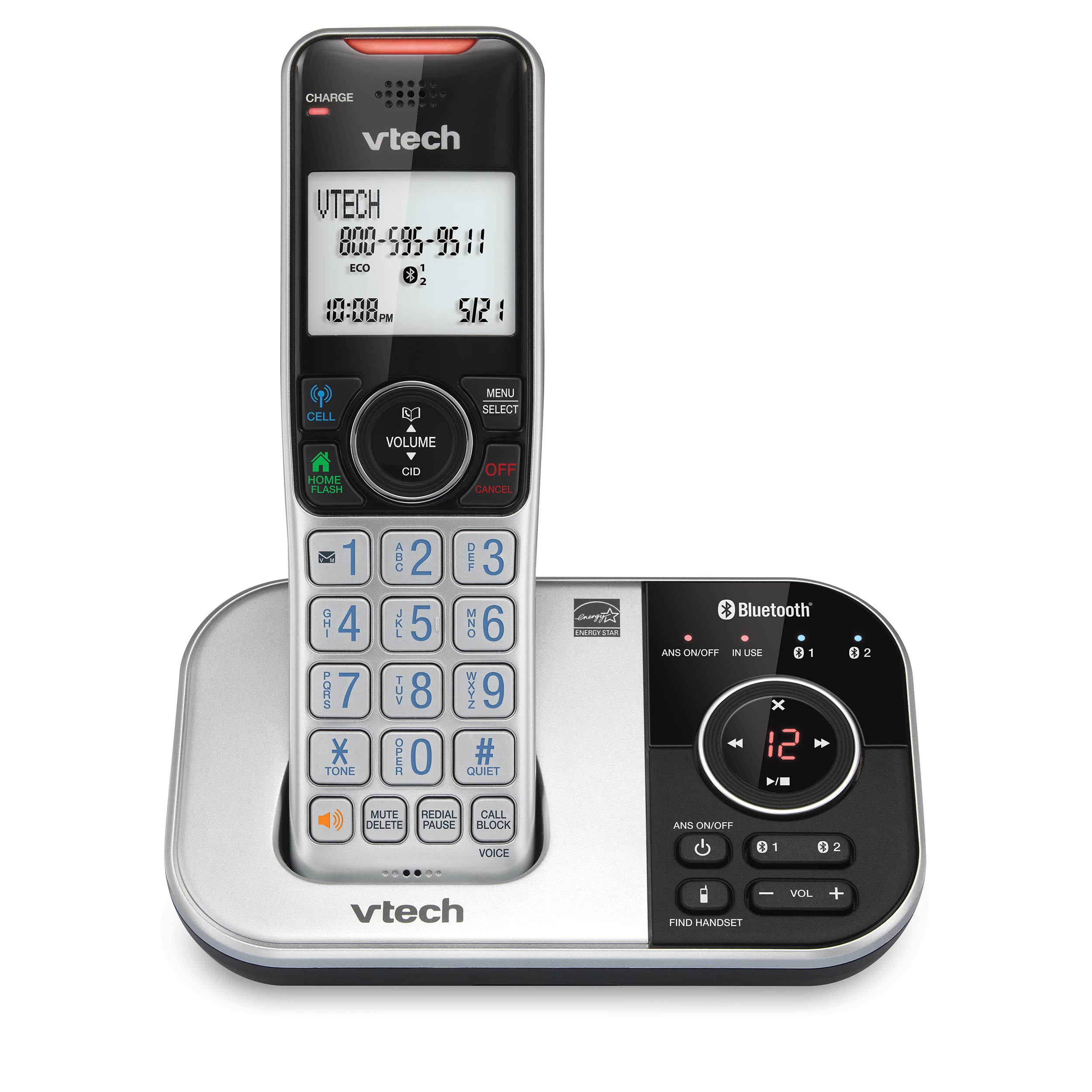 Teléfono Inalámbrico Vtech Vs112 Dect 6.0 Bluetooth con Bloqueador de Llamadas y Contestador Digital