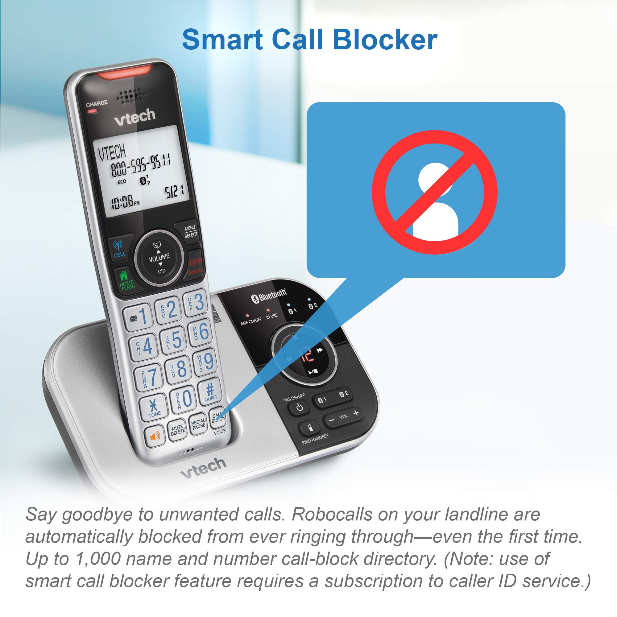 Foto 3 pulgar | Teléfono Inalámbrico Vtech Vs112 Dect 6.0 Bluetooth con Bloqueador de Llamadas y Contestador Digital