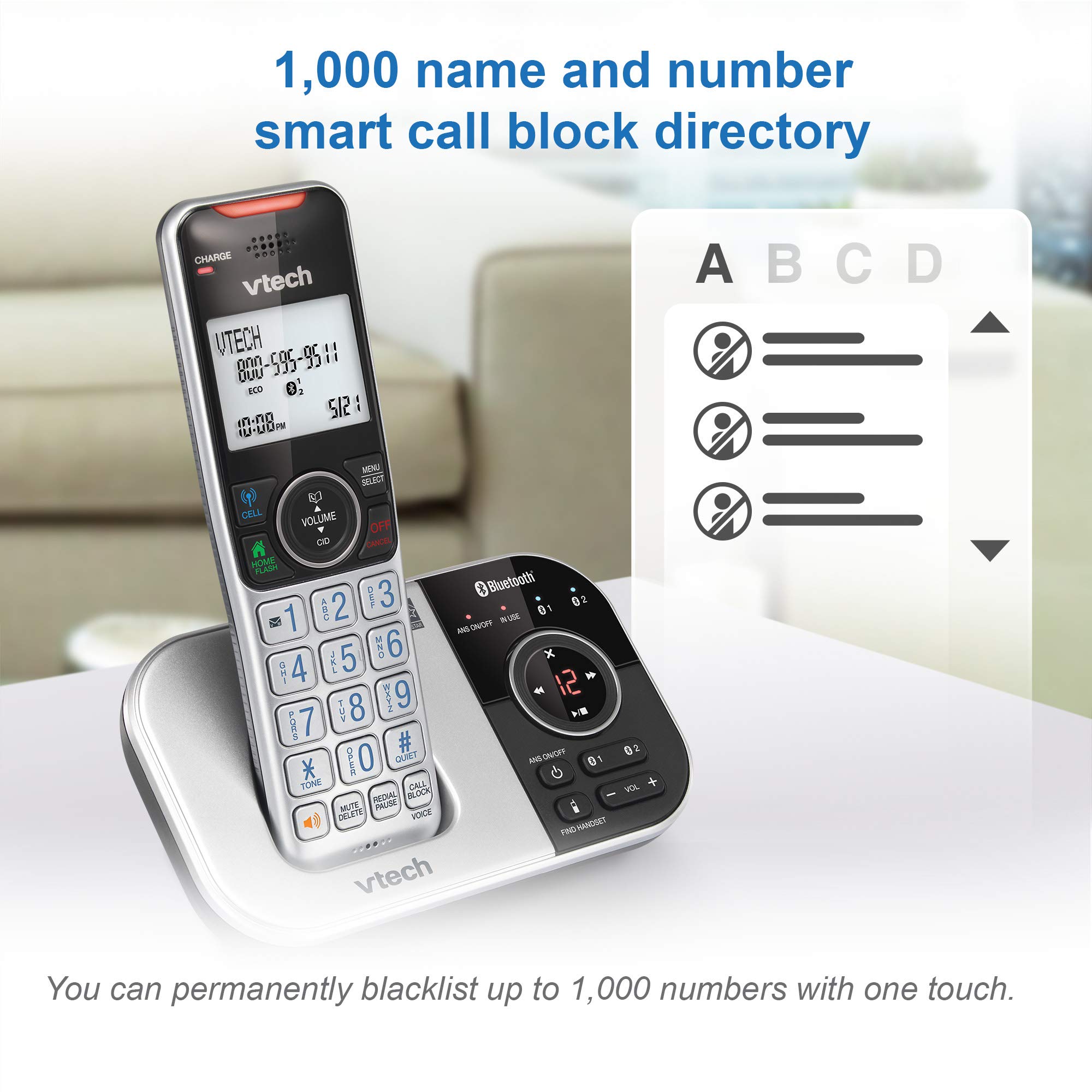 Foto 6 pulgar | Teléfono Inalámbrico Vtech Vs112 Dect 6.0 Bluetooth con Bloqueador de Llamadas y Contestador Digital