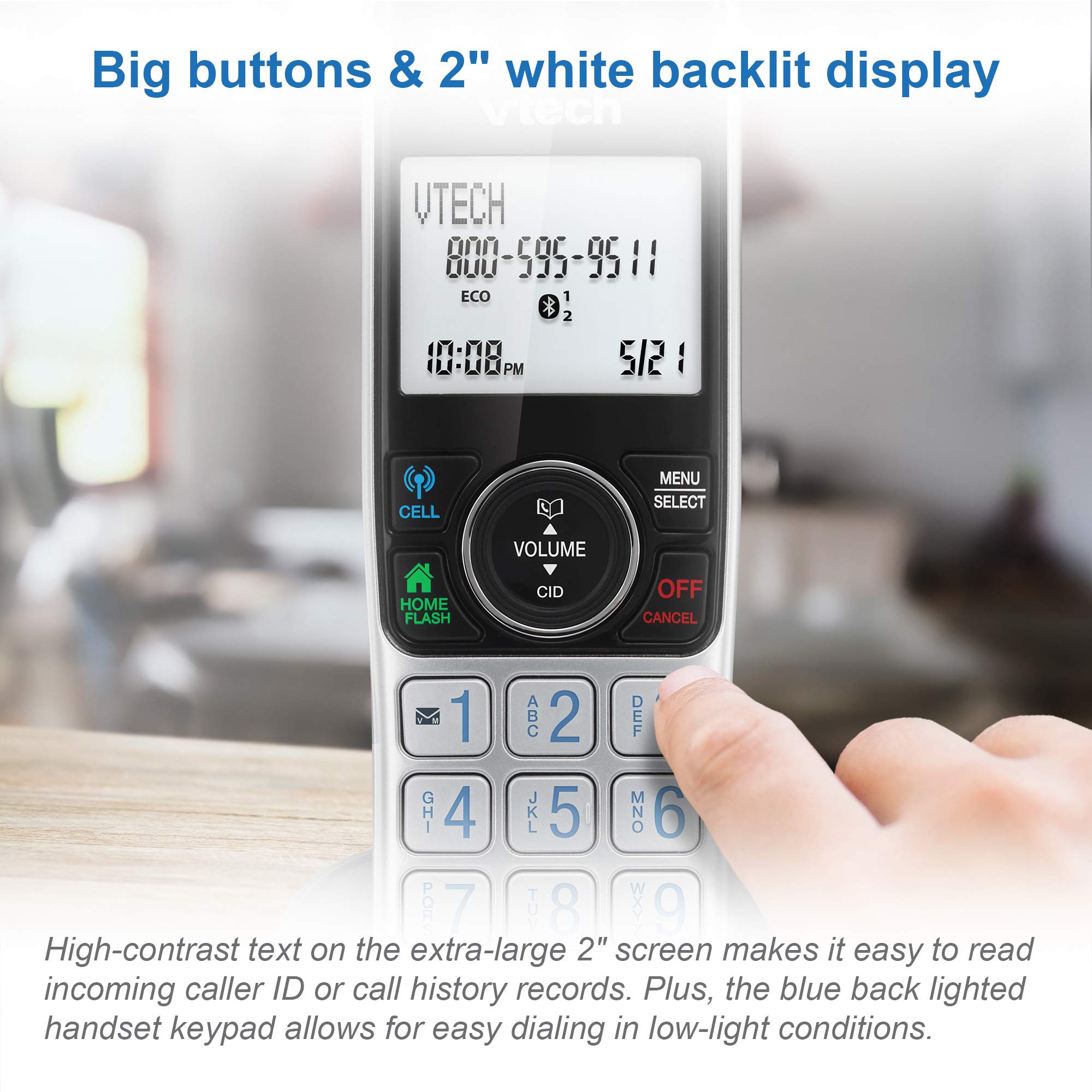Foto 7 pulgar | Teléfono Inalámbrico Vtech Vs112 Dect 6.0 Bluetooth con Bloqueador de Llamadas y Contestador Digital