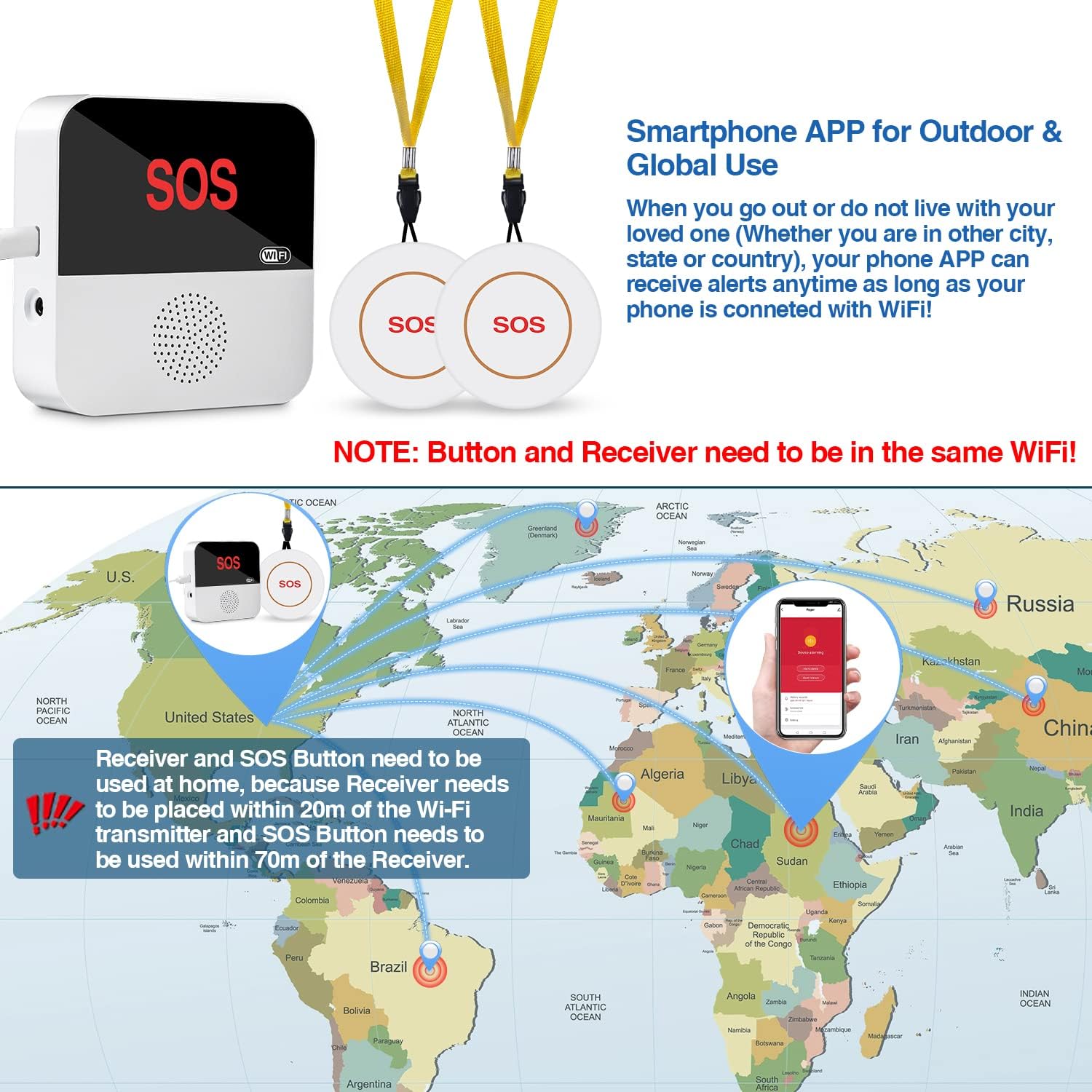 Foto 5 pulgar | Localizador WiFi Inteligente para Cuidadores con Botón de Llamada SOS Inalámbrico