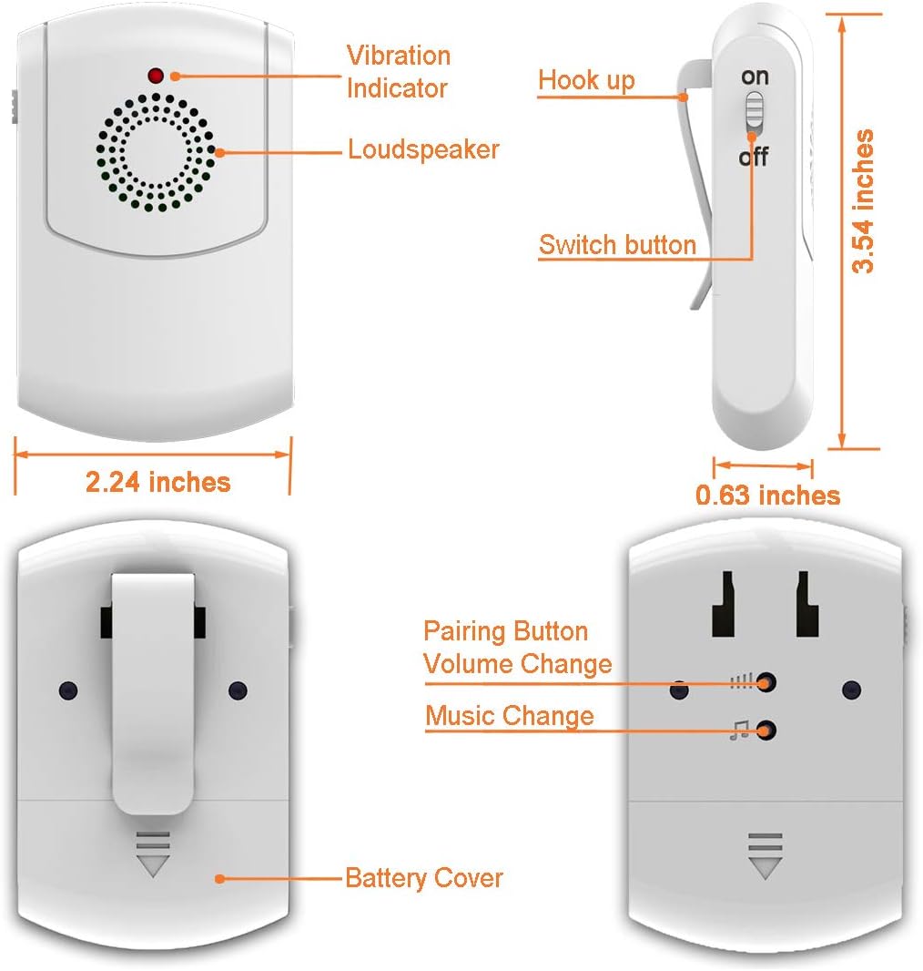 Foto 7 pulgar | Localizador Inalámbrico para Cuidadores con Botón de Llamada y Receptor de Vibración Portátil