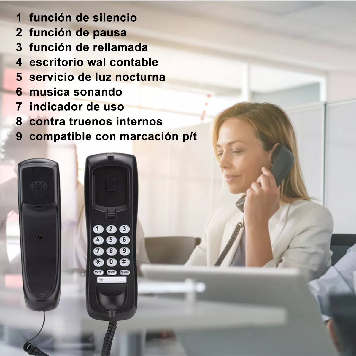 Foto 3 pulgar | Telefonos Fijos Alambrico Casa Oficina Hotel Eo Safe Imports Esi-12626 Negro