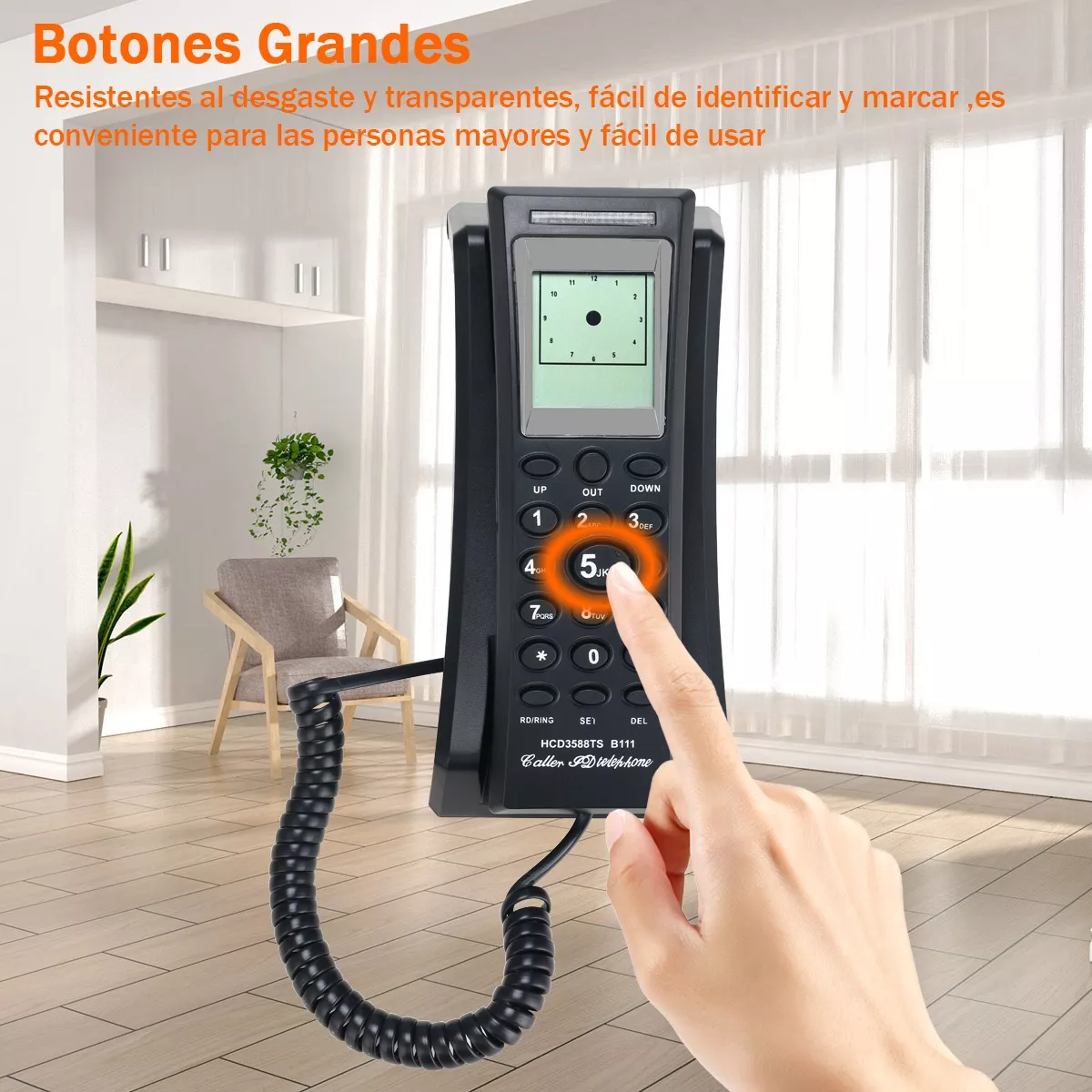 Foto 4 pulgar | Teléfono Fijo Colgar Pared Con Identificador De Llamadas  Eo Safe Imports Esi-12627 Negro