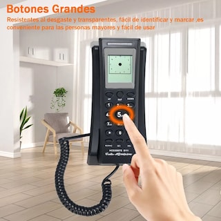 Foto 3 | Teléfono Fijo Colgar Pared Con Identificador De Llamadas Eo Safe Imports Esi-12627 Negro