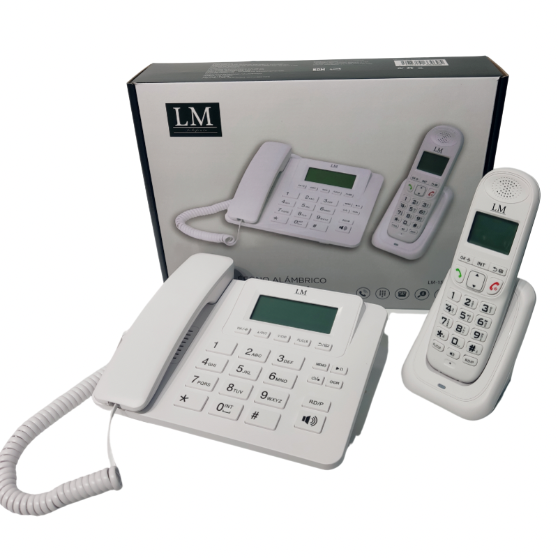 Foto 2 pulgar | Set de 2 teléfonos Inalámbrico Alámbrico Blanco