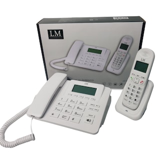 Foto 1 | Set de 2 teléfonos Inalámbrico Alámbrico Blanco