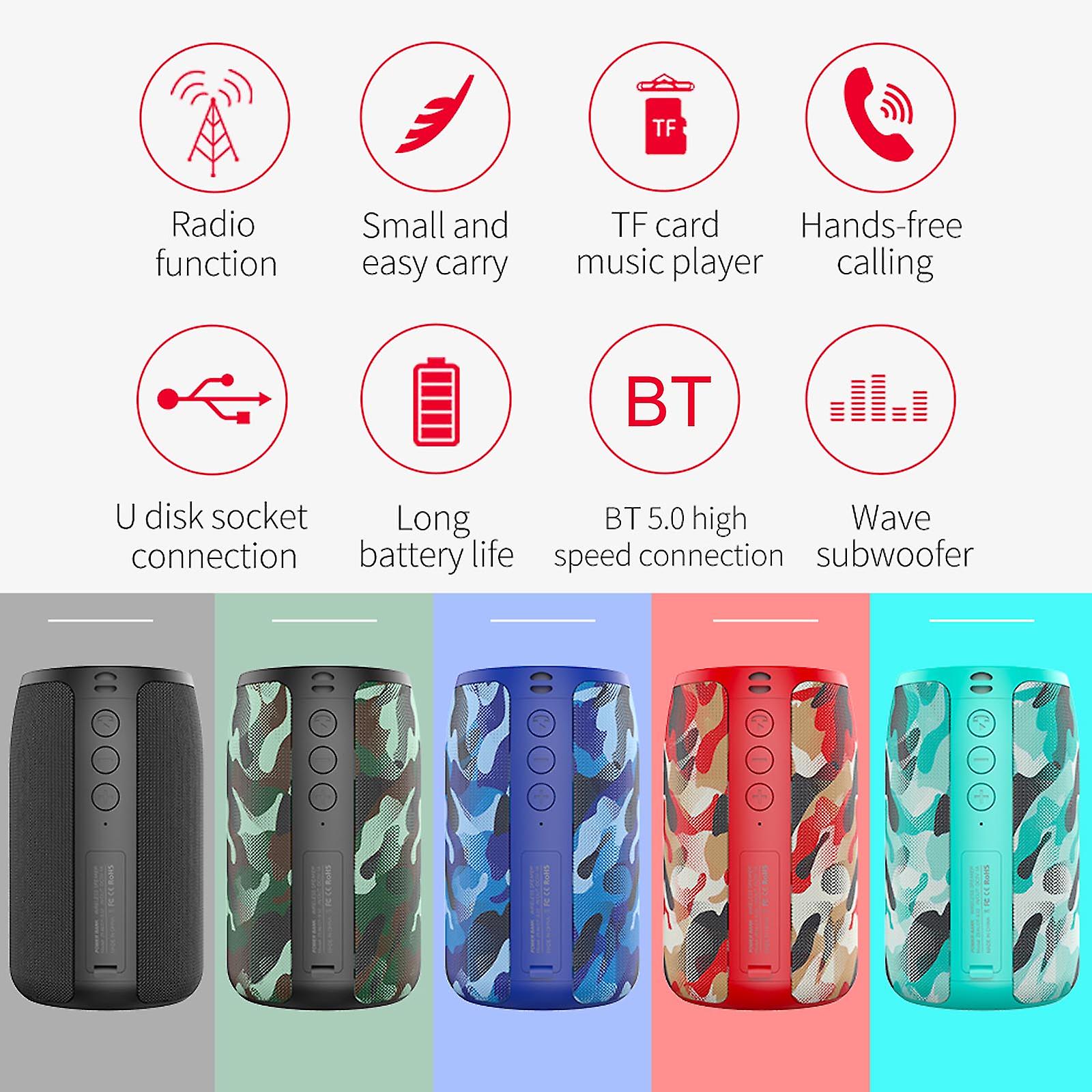 Foto 4 pulgar | Altavoz Bluetooth Inalámbrico Mini Portátil De Camuflaje - Venta Internacional.