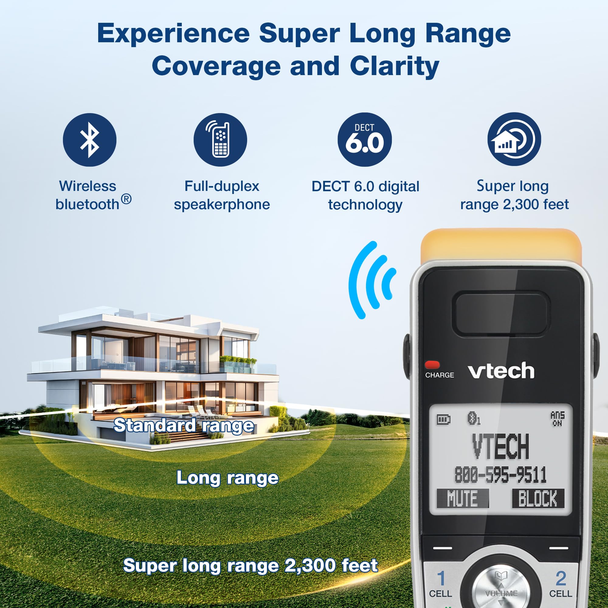 Foto 3 pulgar | Teléfono Inalámbrico Vtech Is8151-2 De Súper Largo Alcance Con Contestador Automático - Venta Internacional.