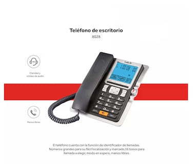 Foto 2 | Teléfono Fijo Negro y Plateado
